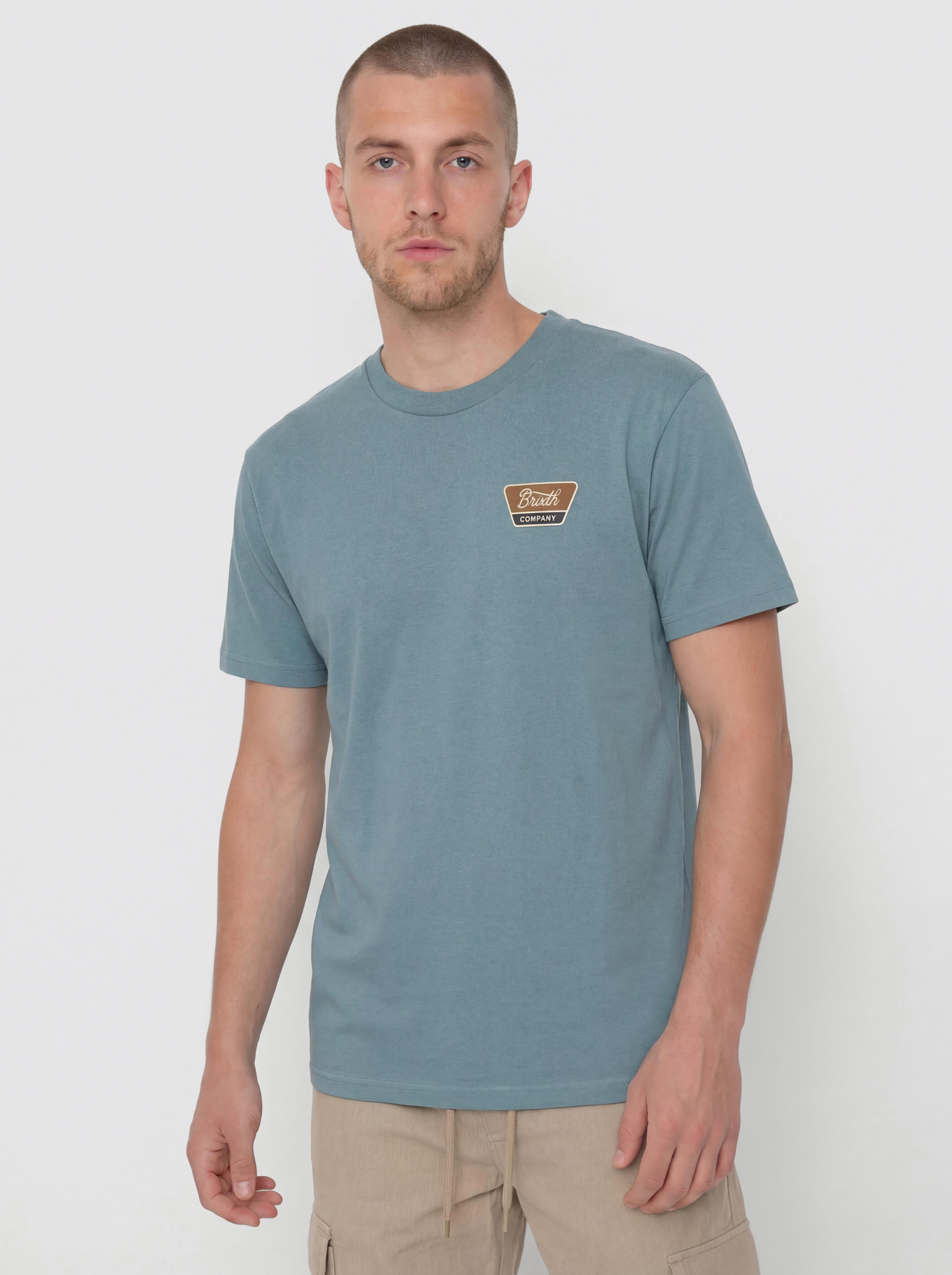 Brixton Linwood Std T-Shirt (ocean breeze/brown/dark navy)