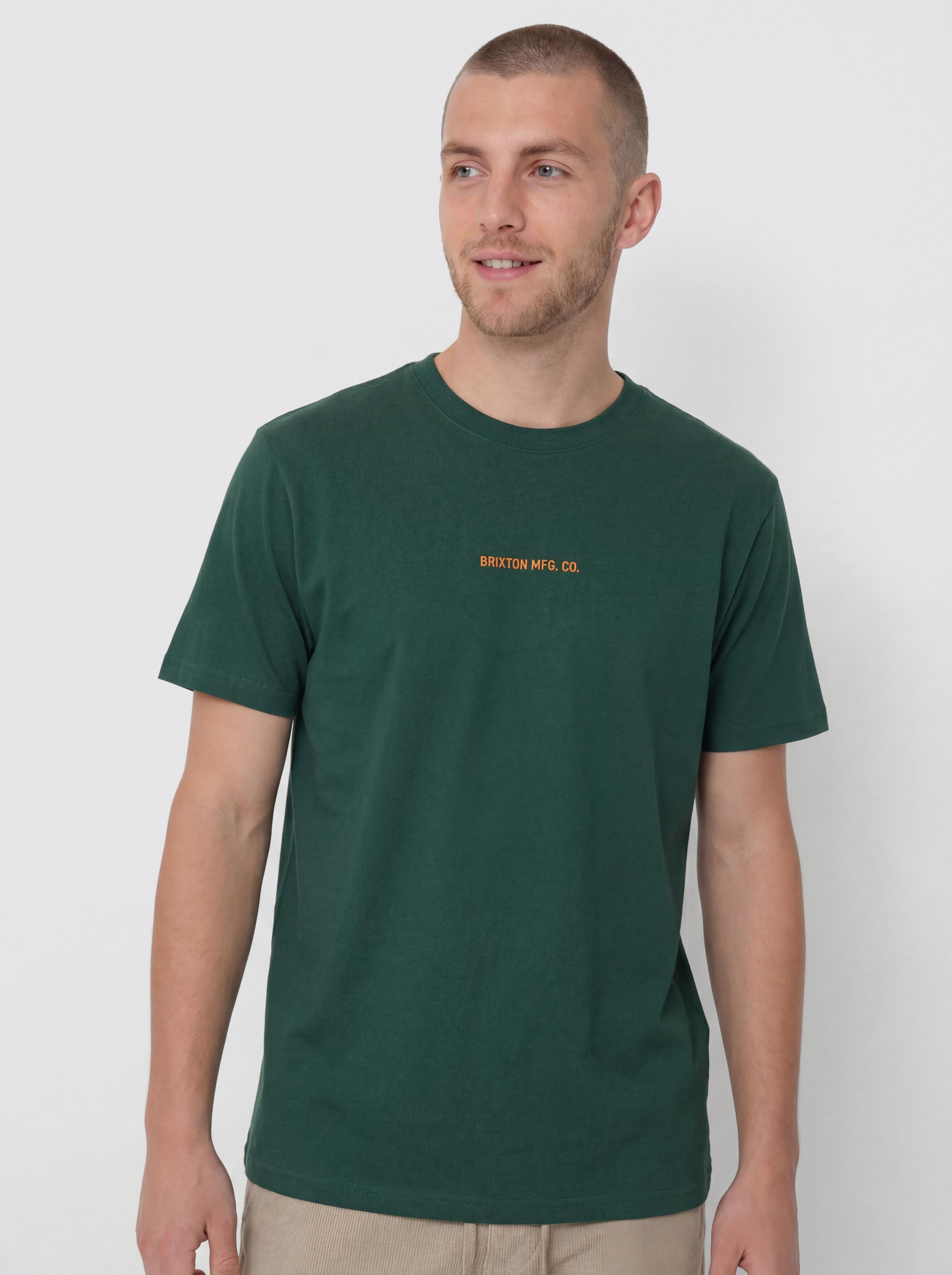 Brixton Qlty Emb Hw Stt T-Shirt (deep emerald classic wash)