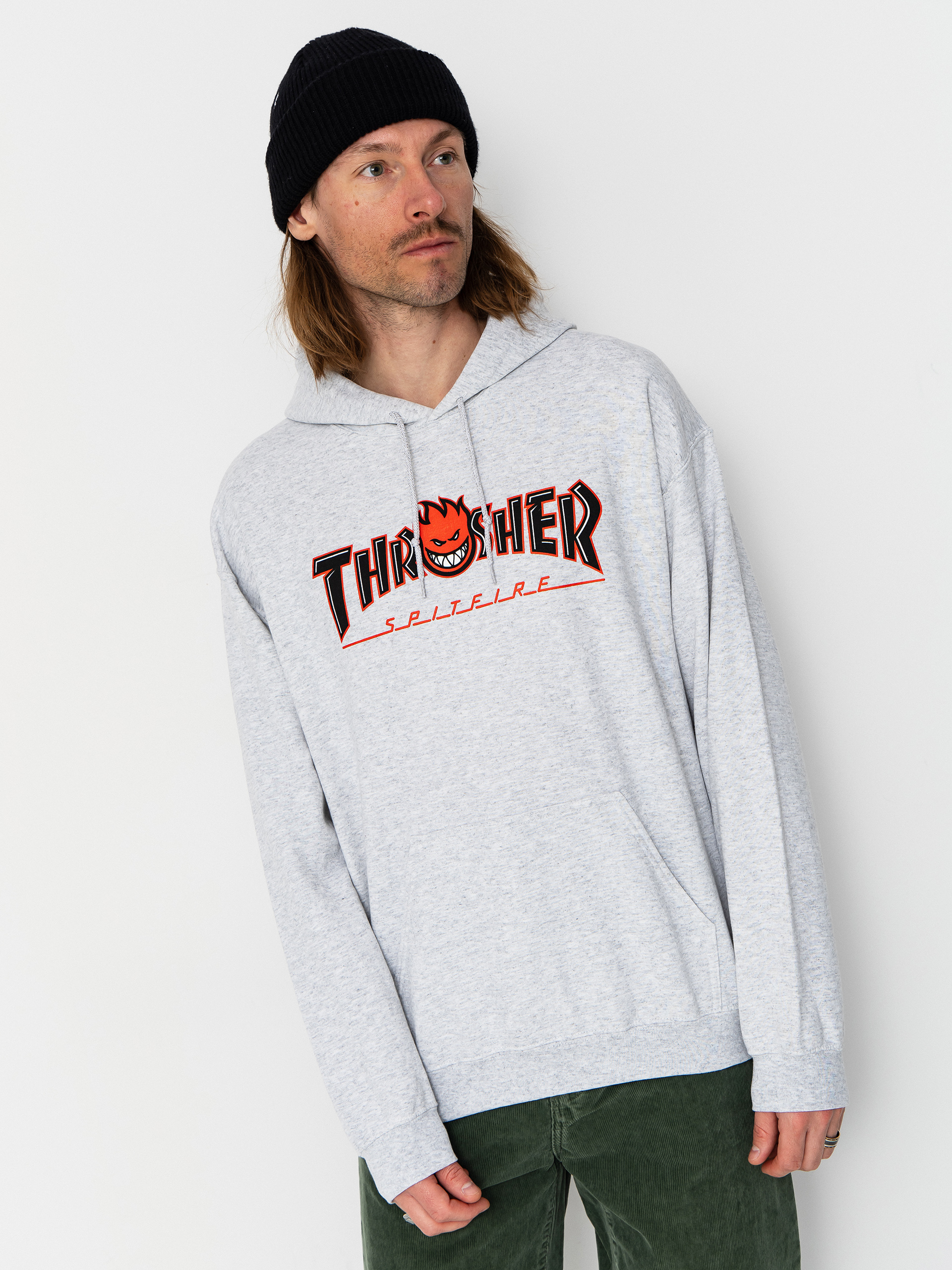 Thrasher x Spitfire Big Head Outline HD Hoodie - grey (ash)