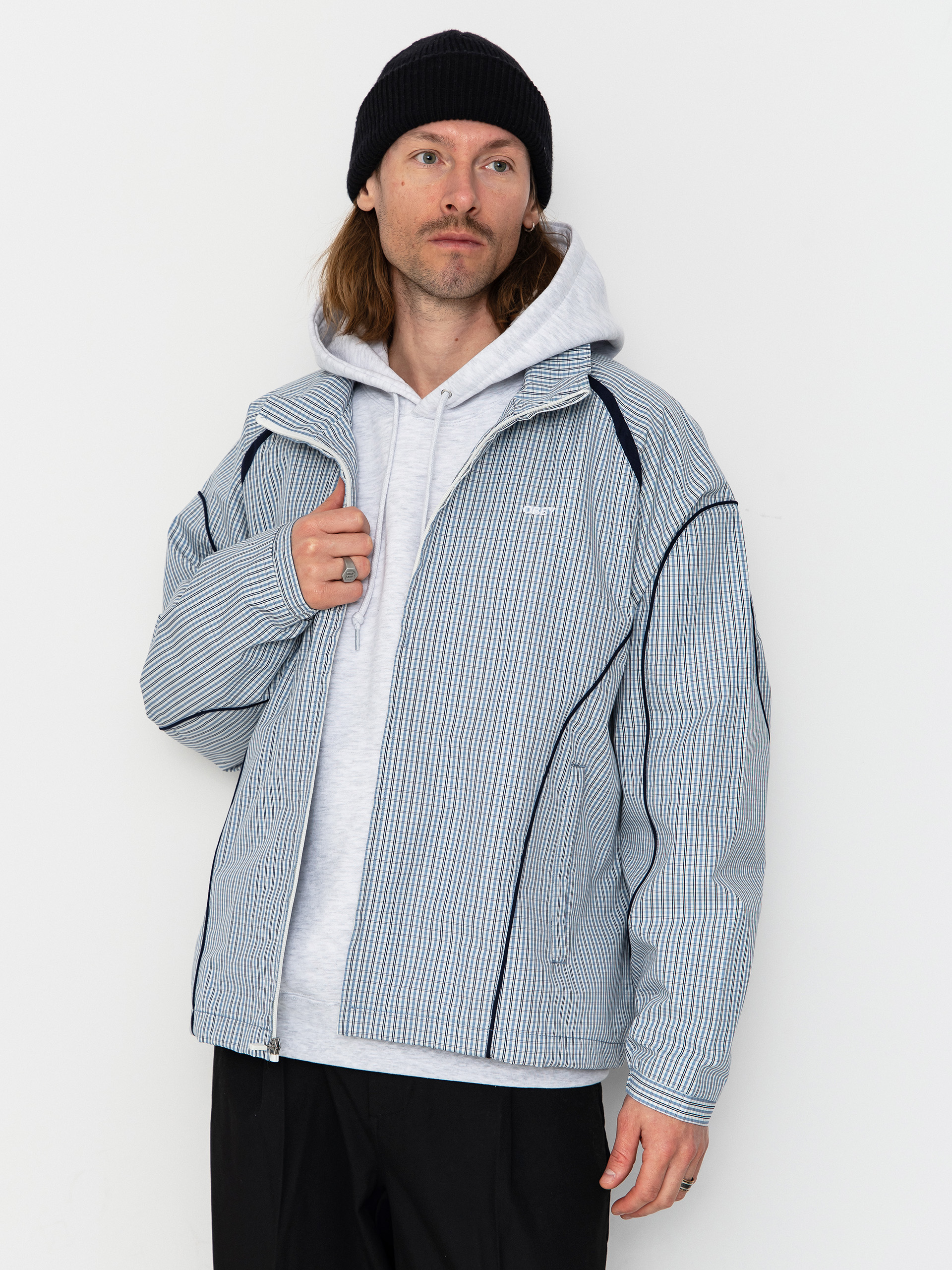 OBEY Practice Windbreaker Jacket - blue (plaid multi)