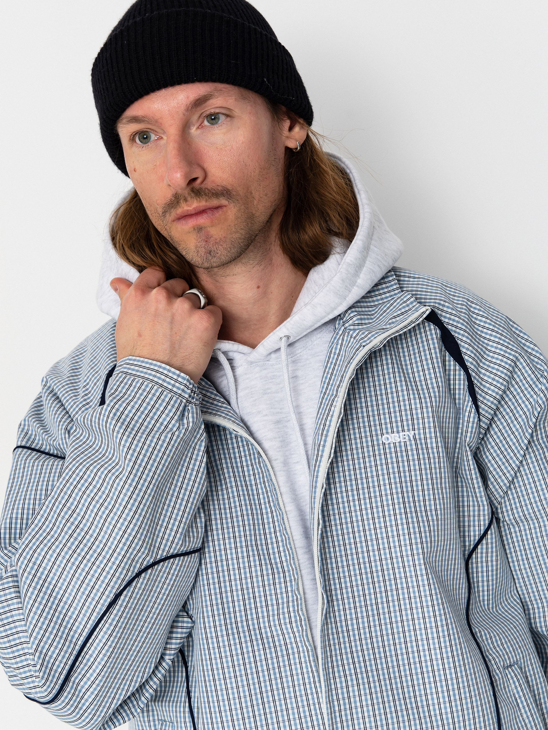 OBEY Practice Windbreaker Jacket - blue (plaid multi)