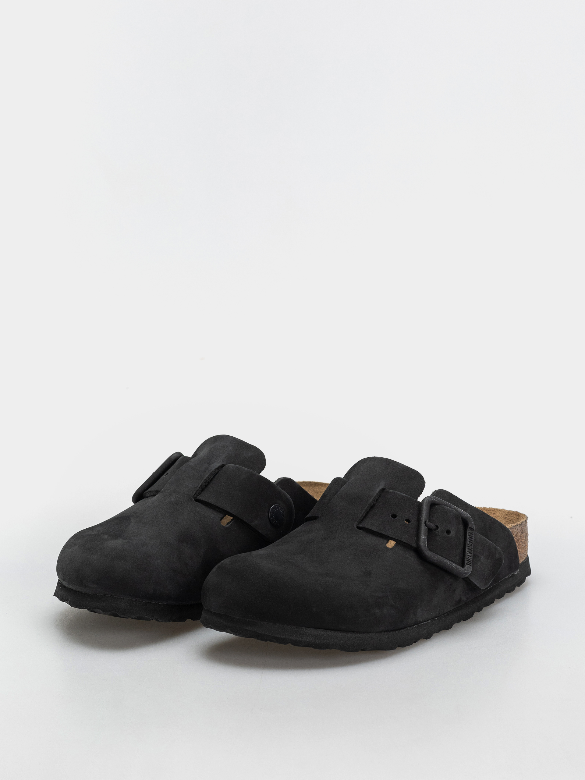 Birkenstock Flip Flops Boston Wire Buckle Nubuck Leather Narrow (black)