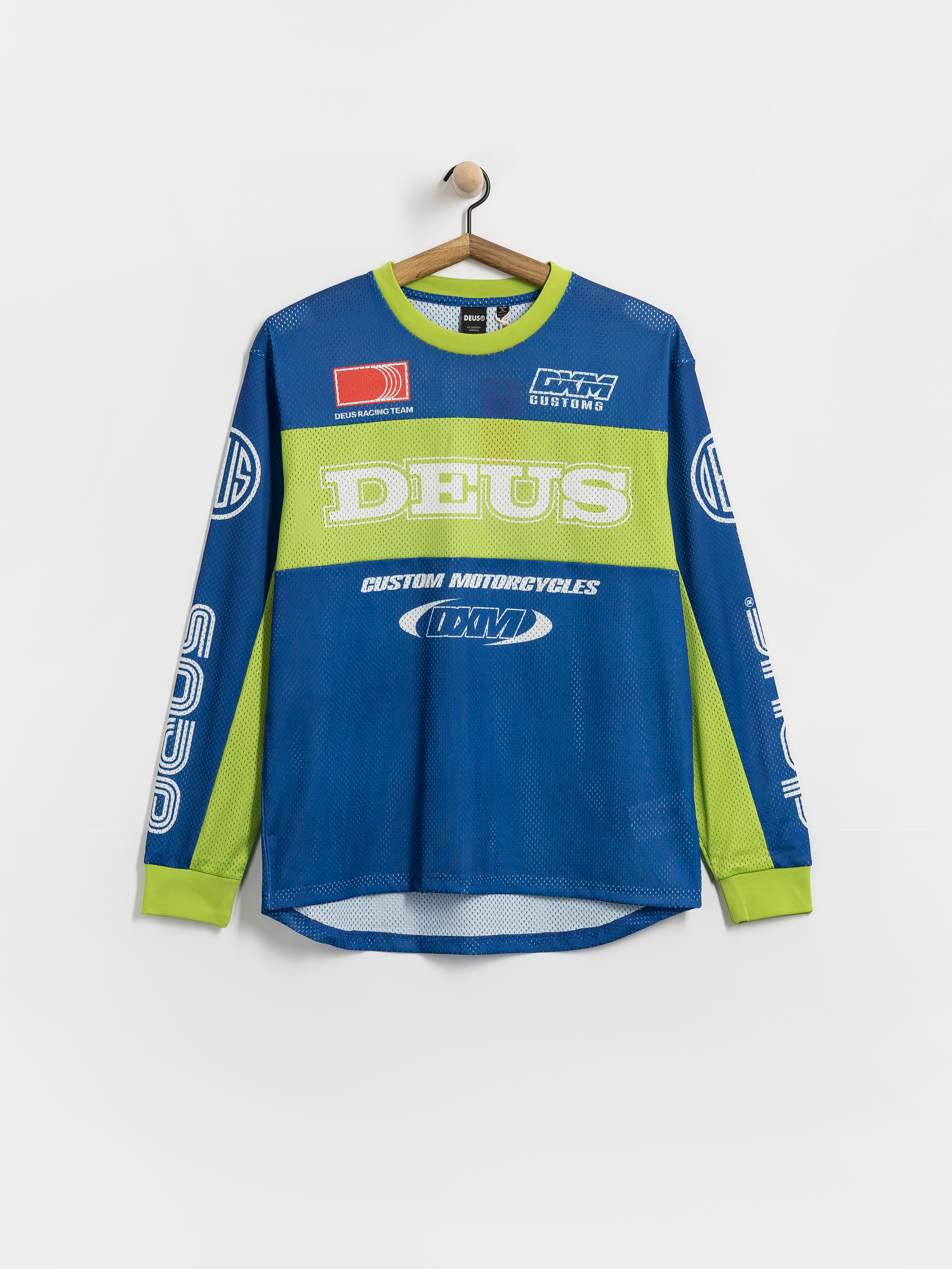 Deus Ex Machina Longsleeve Step Out Moto Jersey - blue, green (blue)