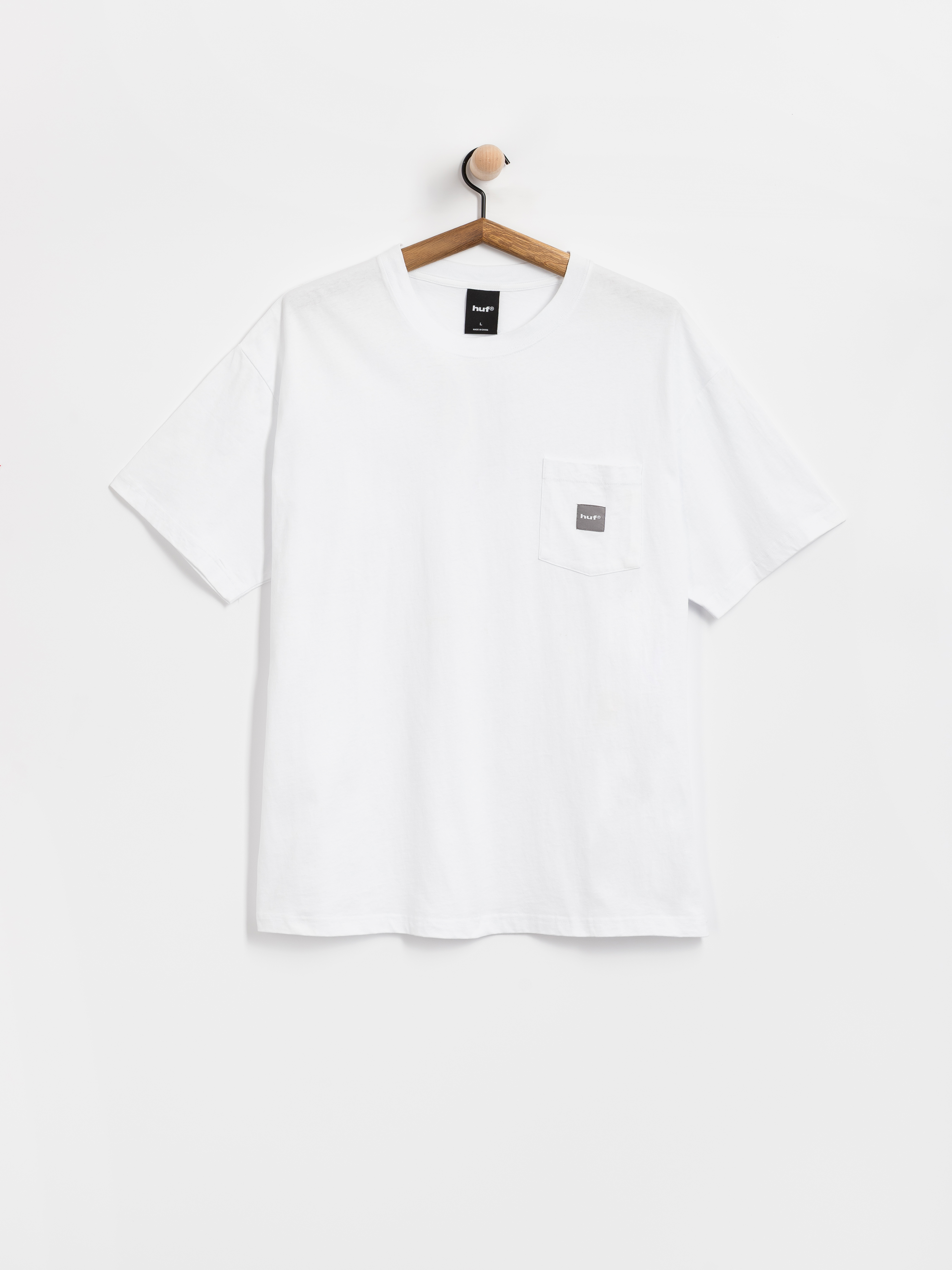 HUF T-Shirt Box Logo Pocket (white/grey)