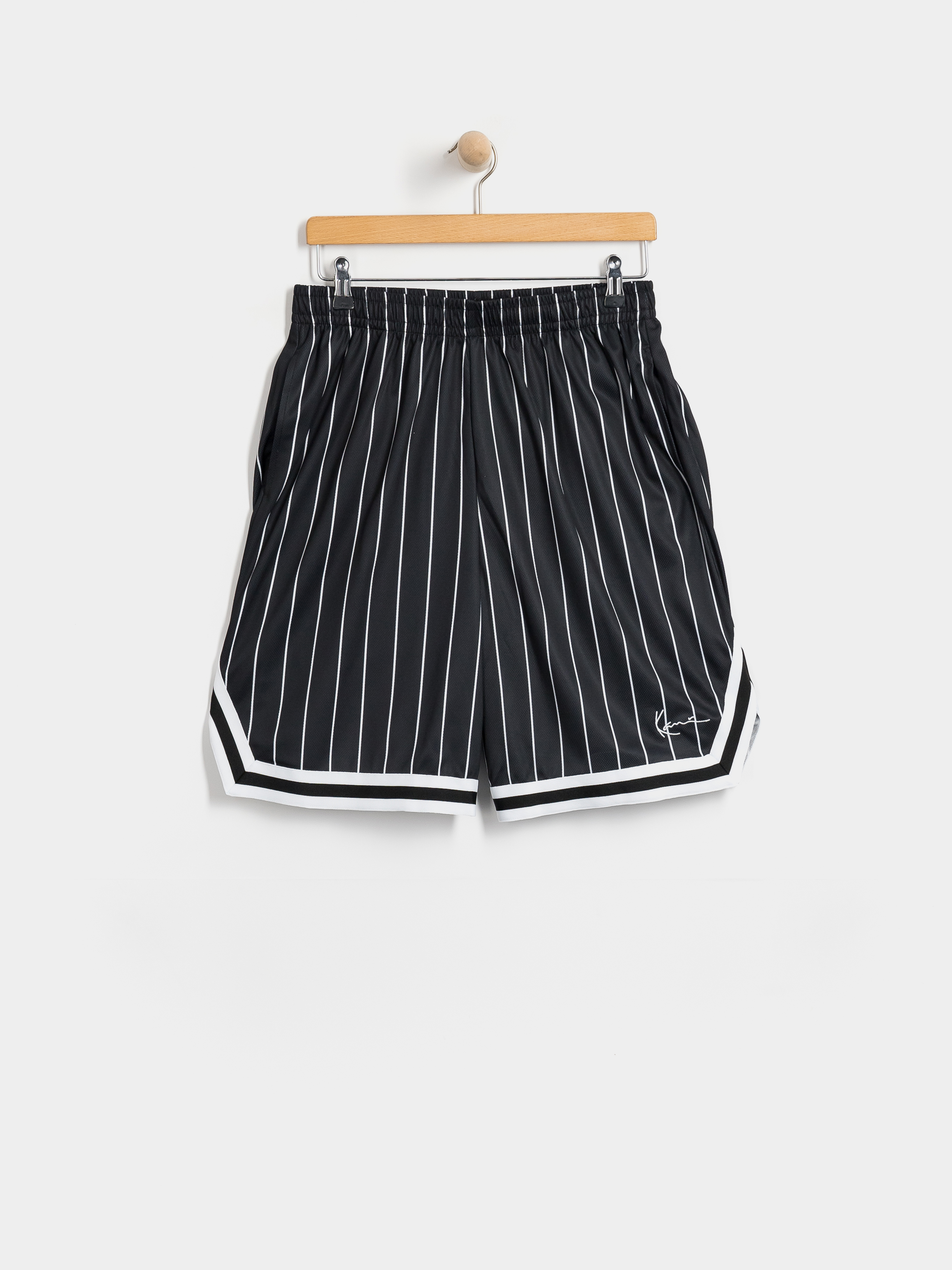Karl Kani Small Signature Pinstripe Mesh Shorts (black/white)