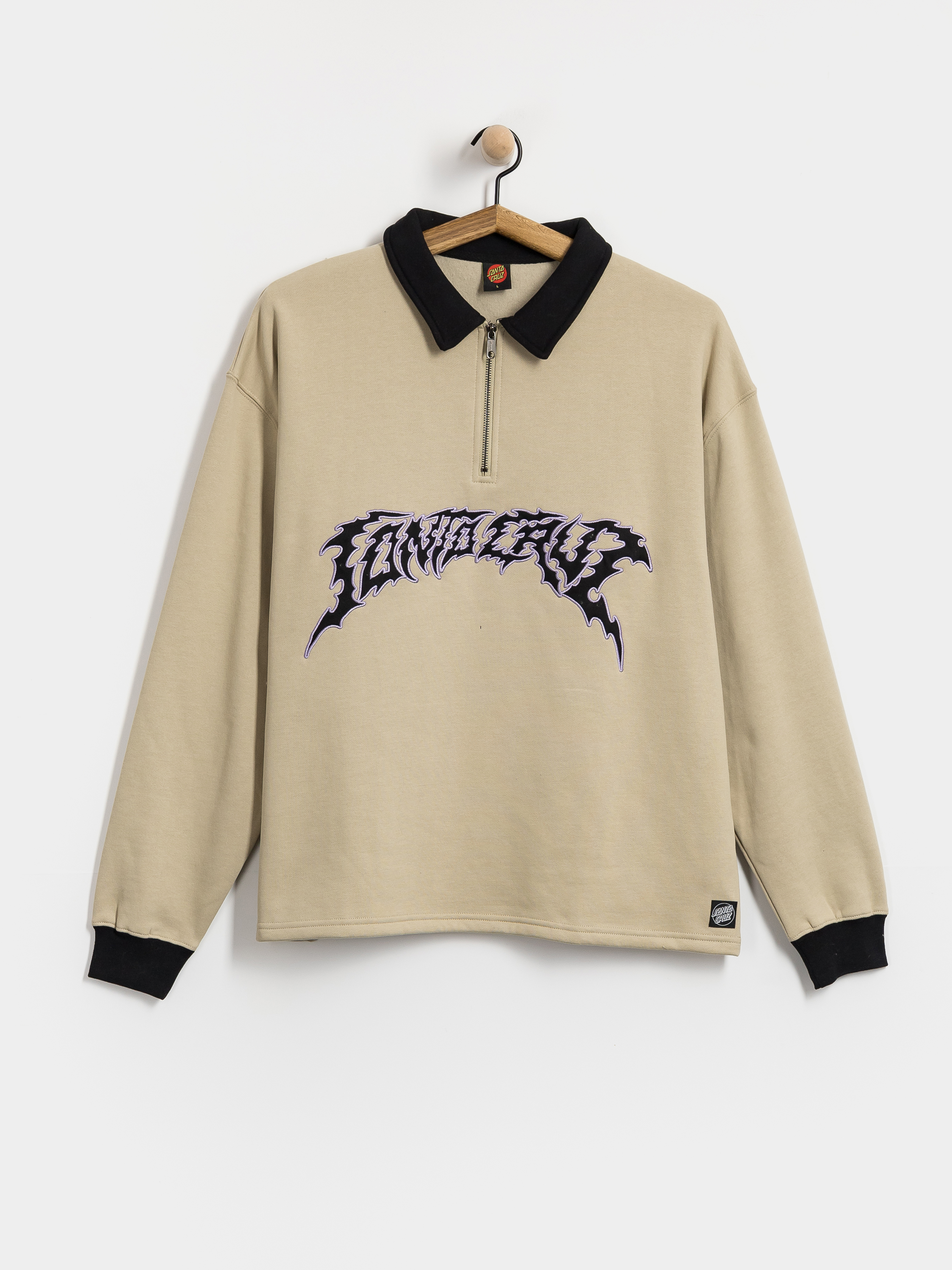 Santa Cruz Out Of Time Strip 1/4 Zip Sweatshirt (stone grey)