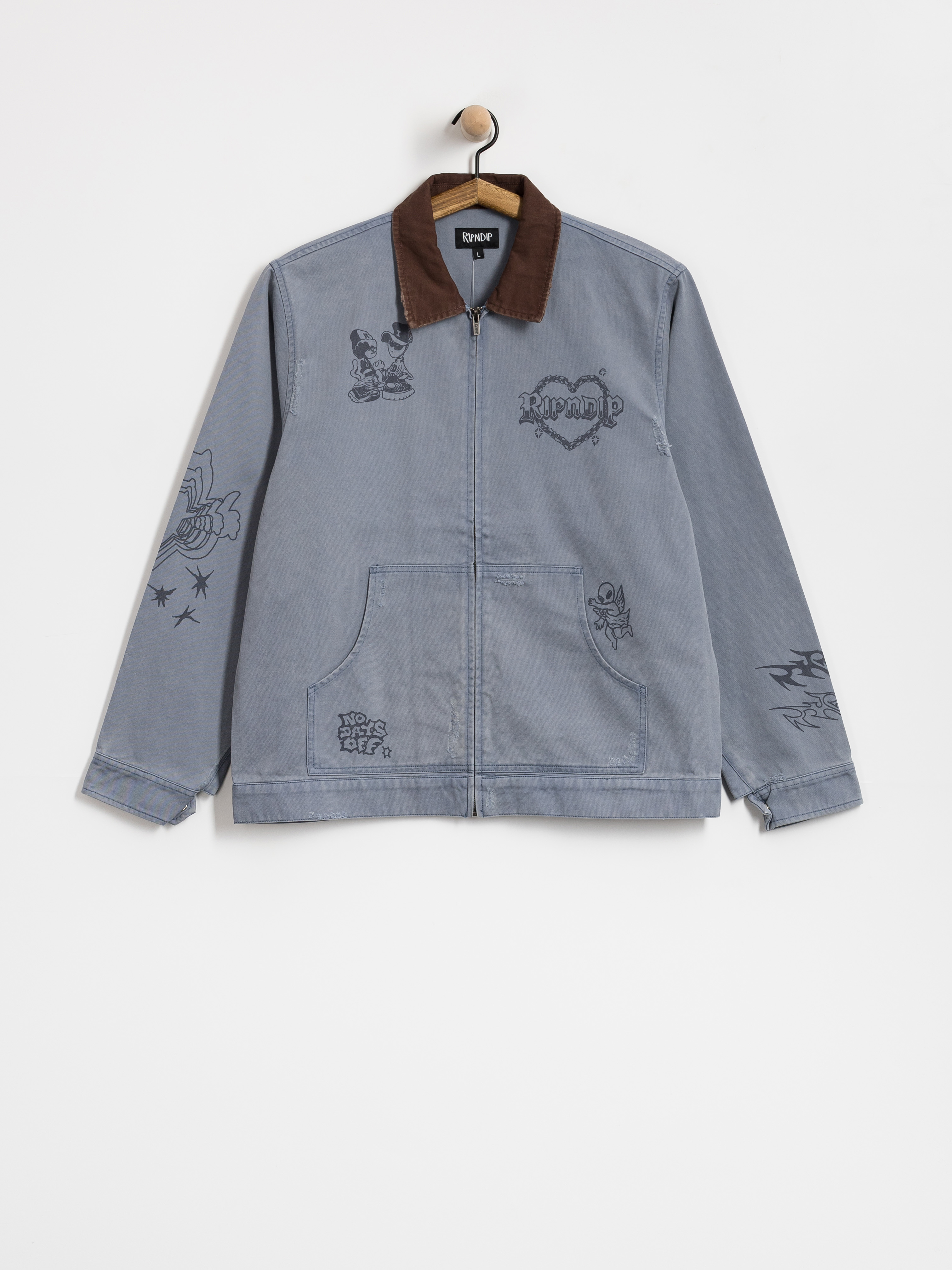 RipNDip Westside Zip Up Work Jacket - blue (slate)