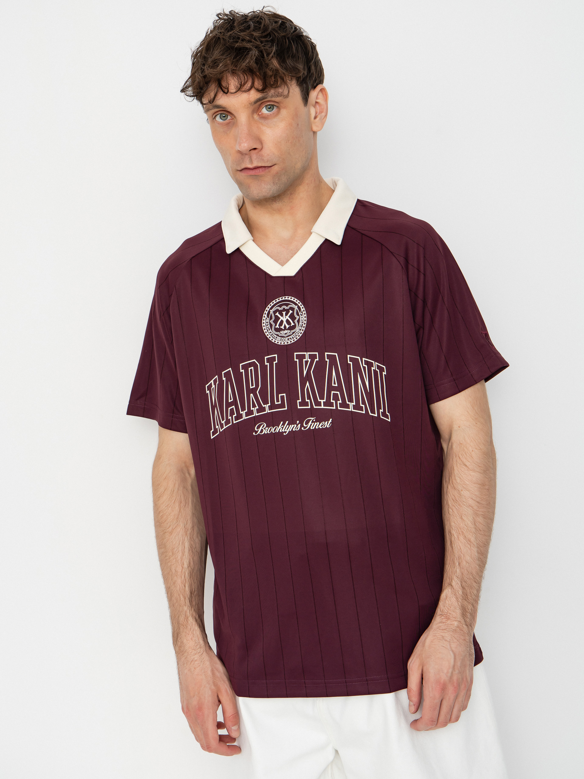 Karl Kani Heritage Emblem Shadow Pinstripe Soccer T-Shirt (red)