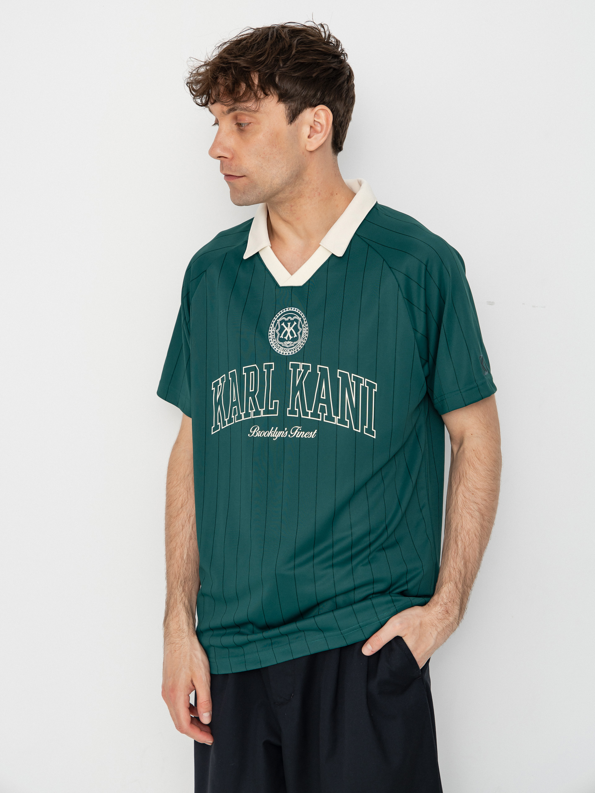 Karl Kani Heritage Emblem Shadow Pinstripe Soccer T-Shirt - green
