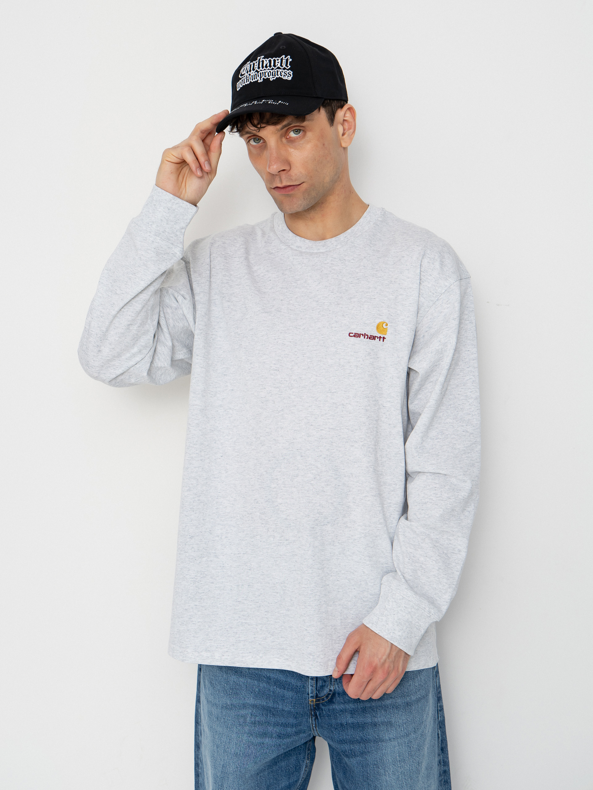 Carhartt WIP Longsleeve American Script (ash heather)