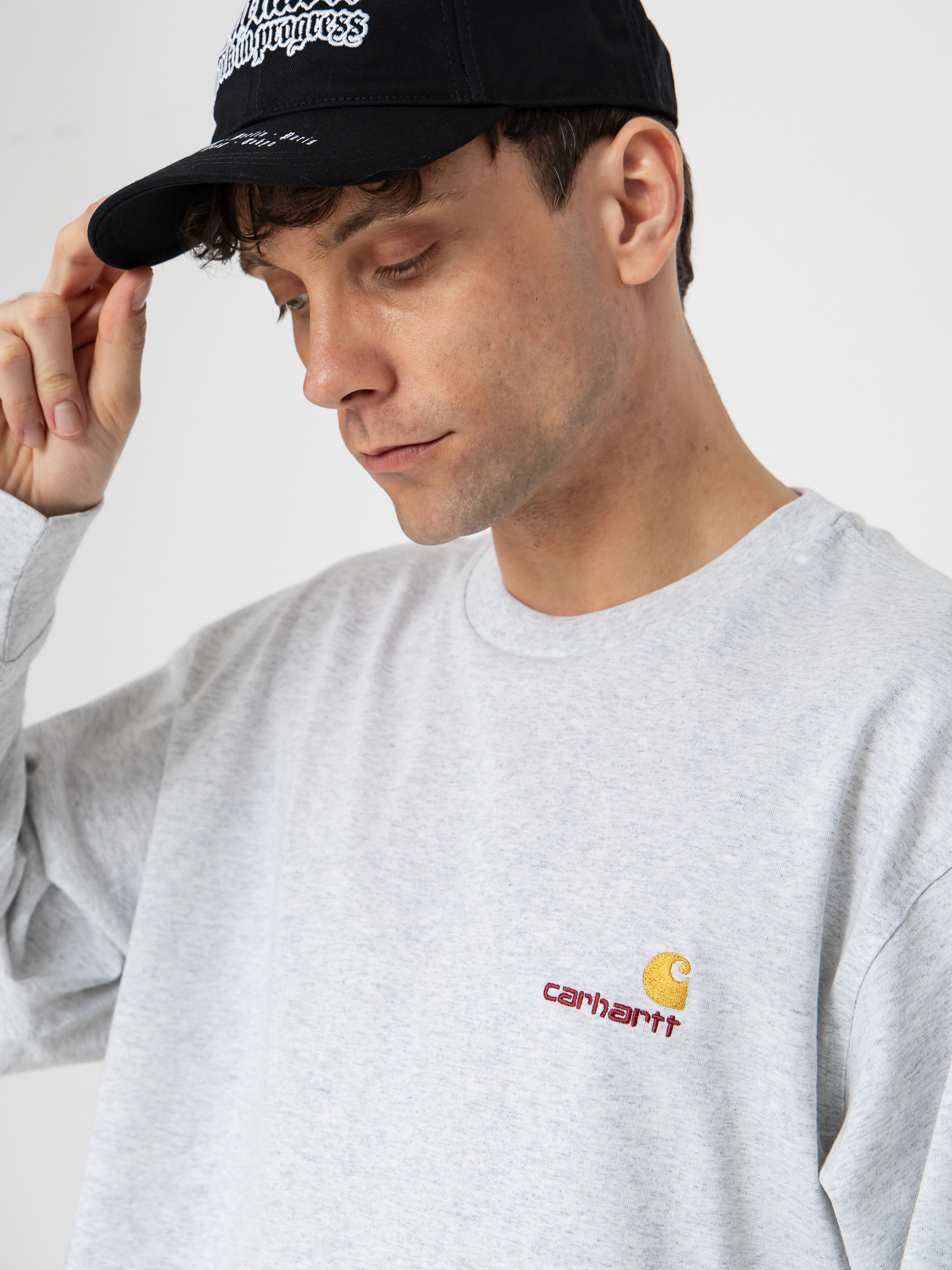 Carhartt WIP Longsleeve American Script (ash heather)