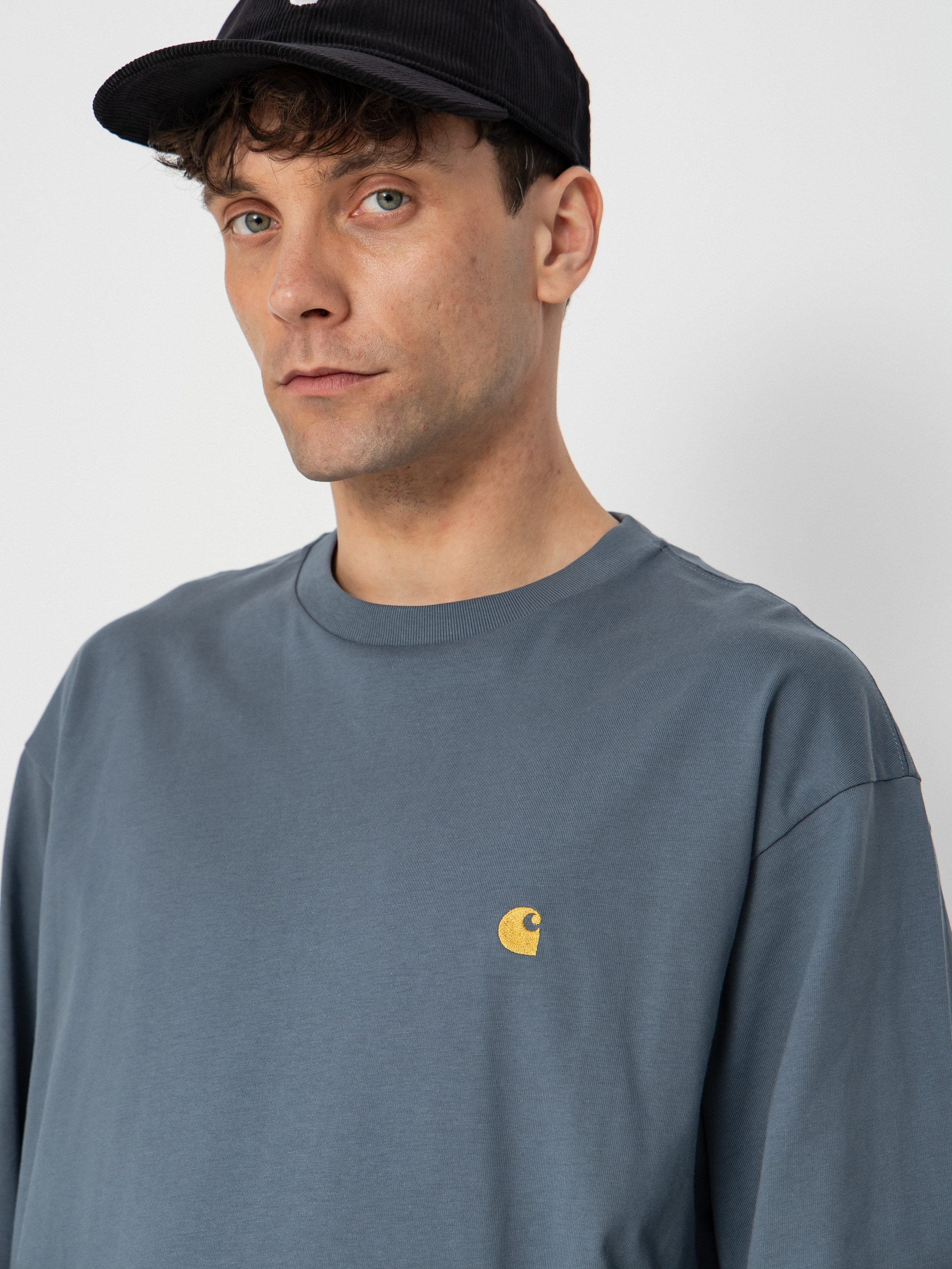 Carhartt WIP Longsleeve Chase (cozy blue/gold)