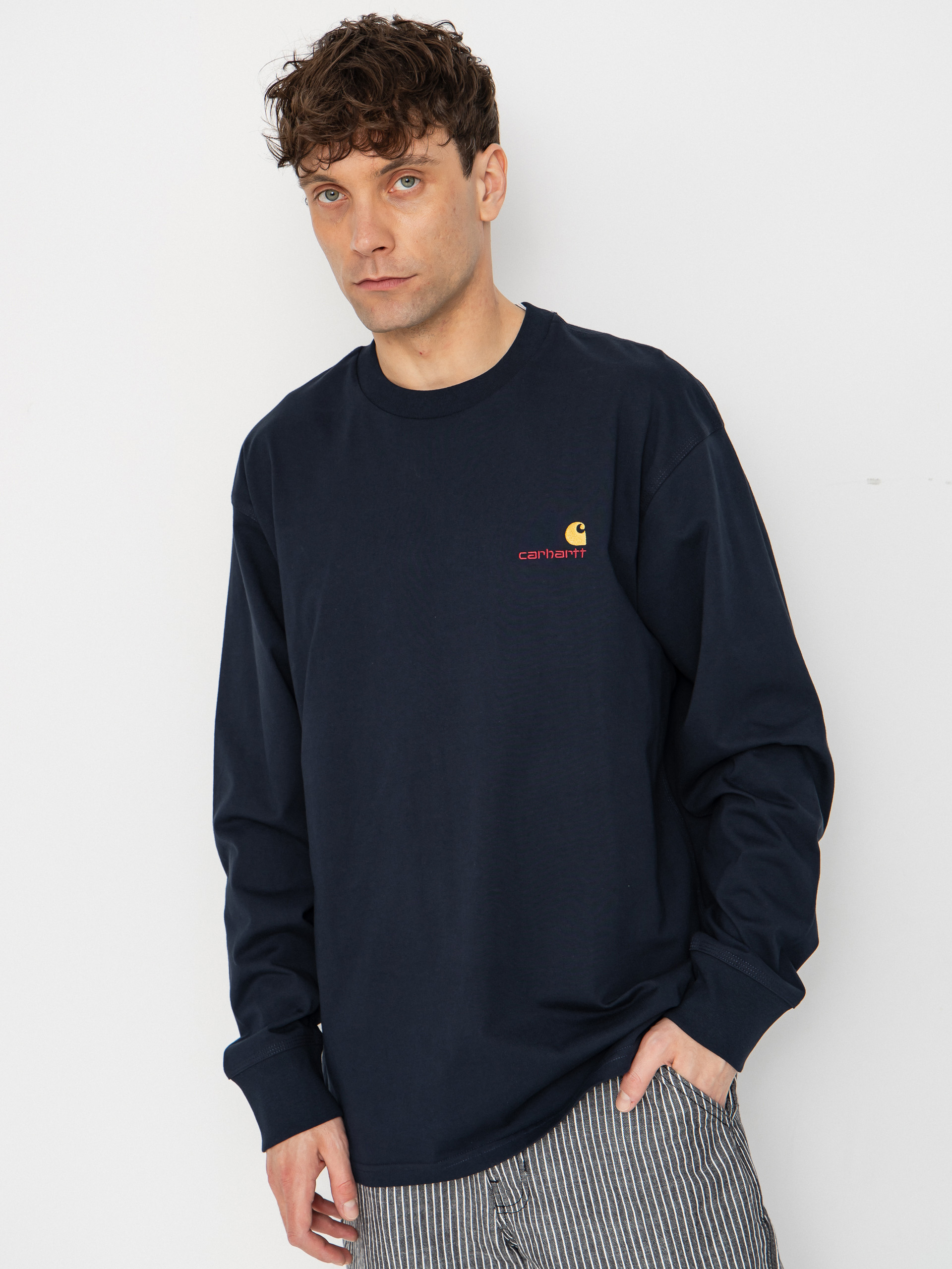 Carhartt WIP Longsleeve American Script (deep night)