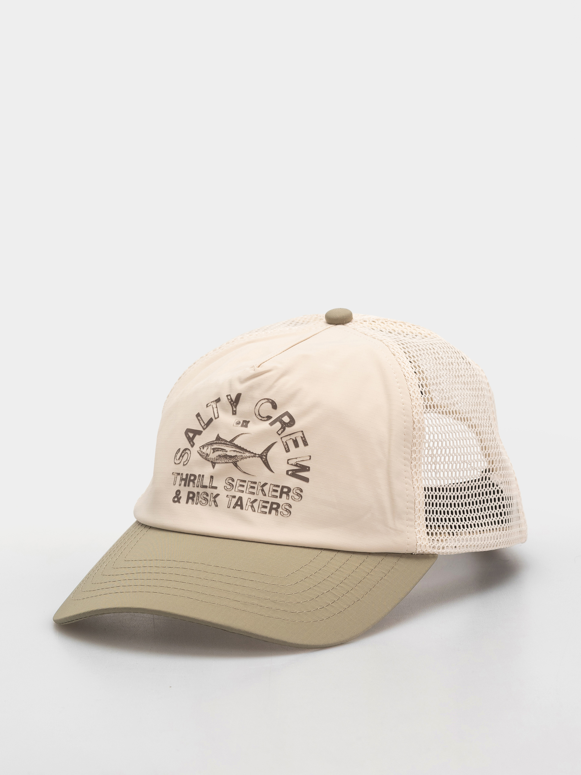 Salty Crew Cap Stamped Trucker (off white/fern)