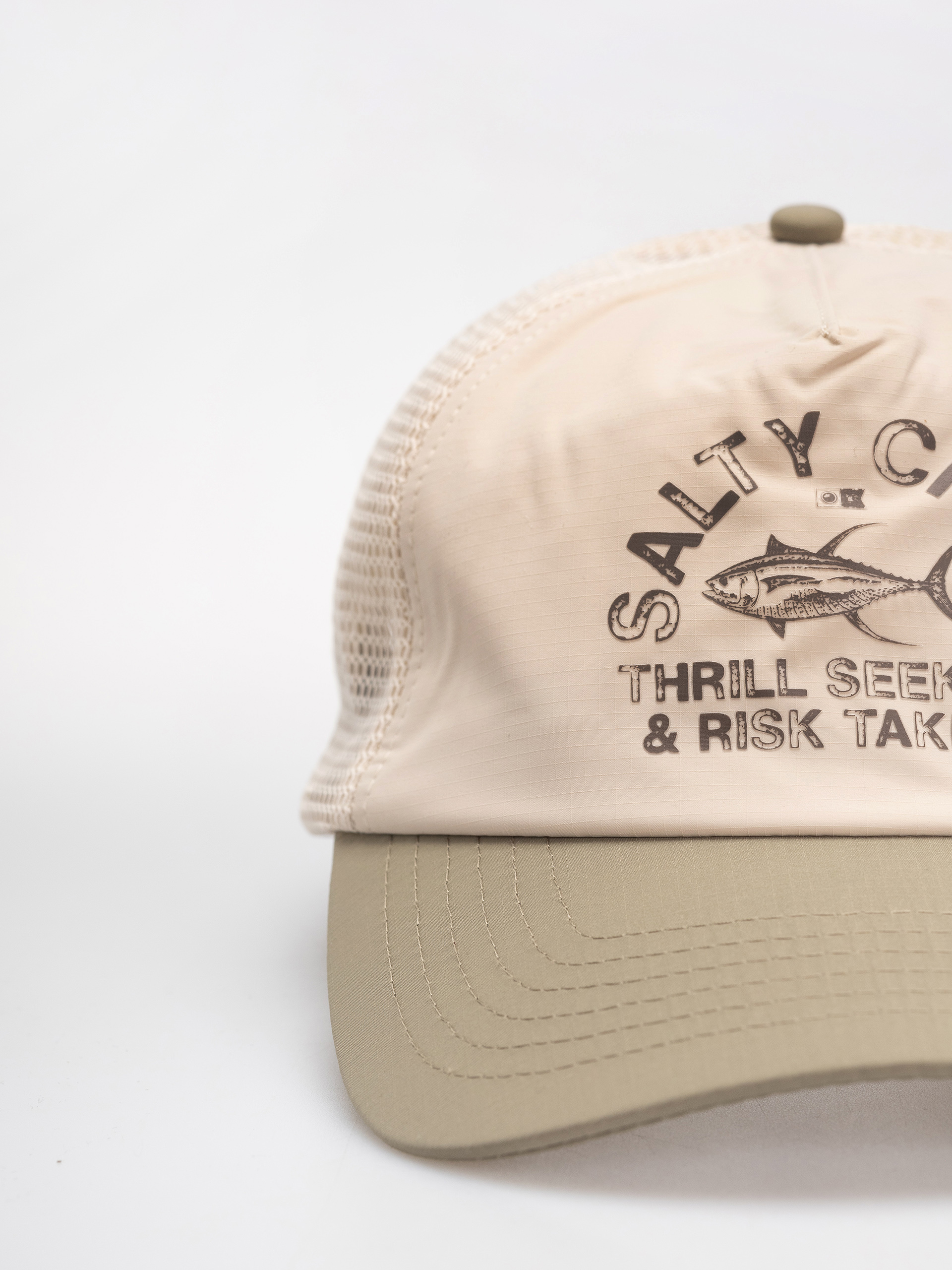 Salty Crew Cap Stamped Trucker (off white/fern)