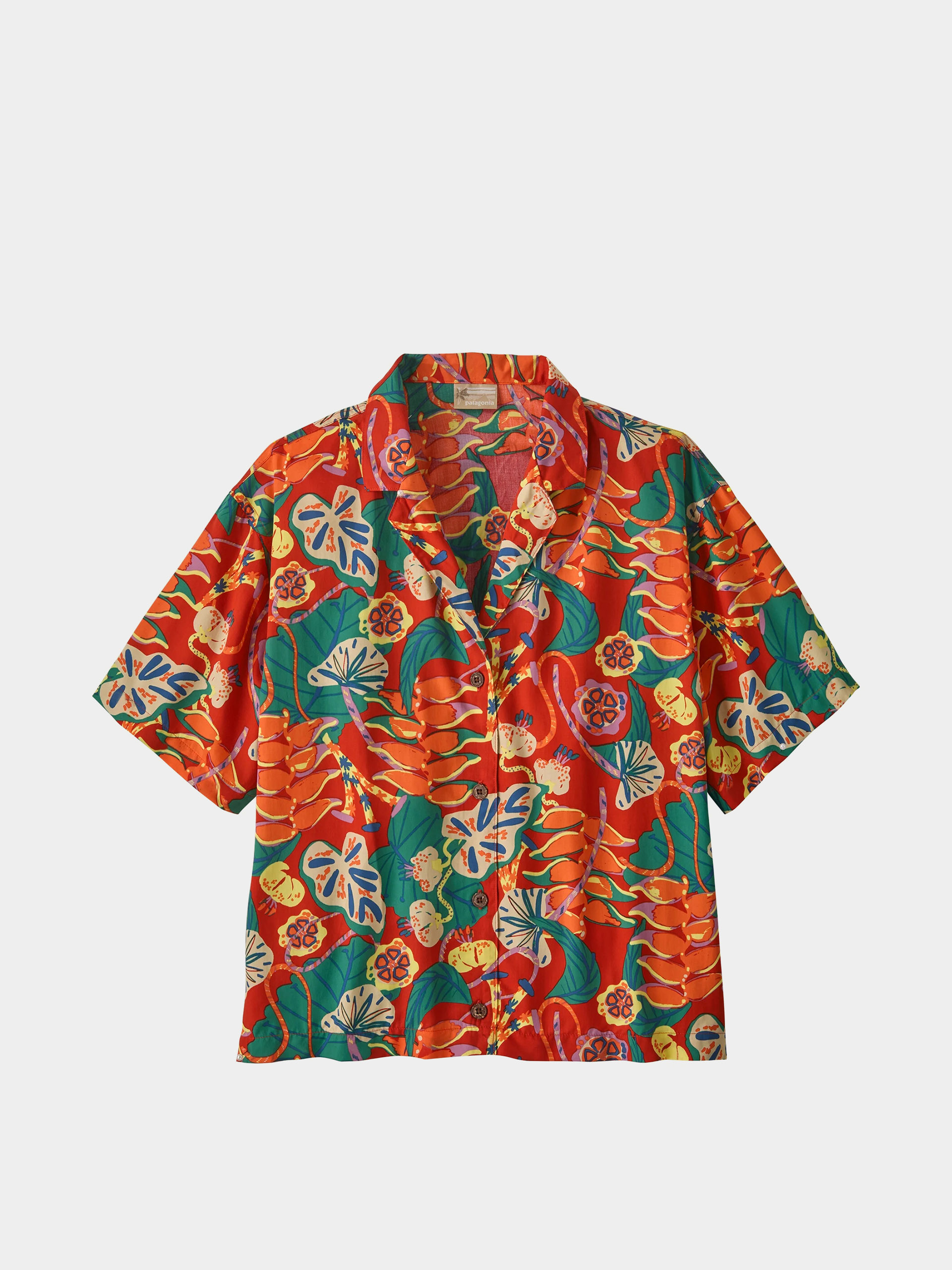 Patagonia Shirt Tidal Threads Wmn - red, green (tropiclimb/hot ember)