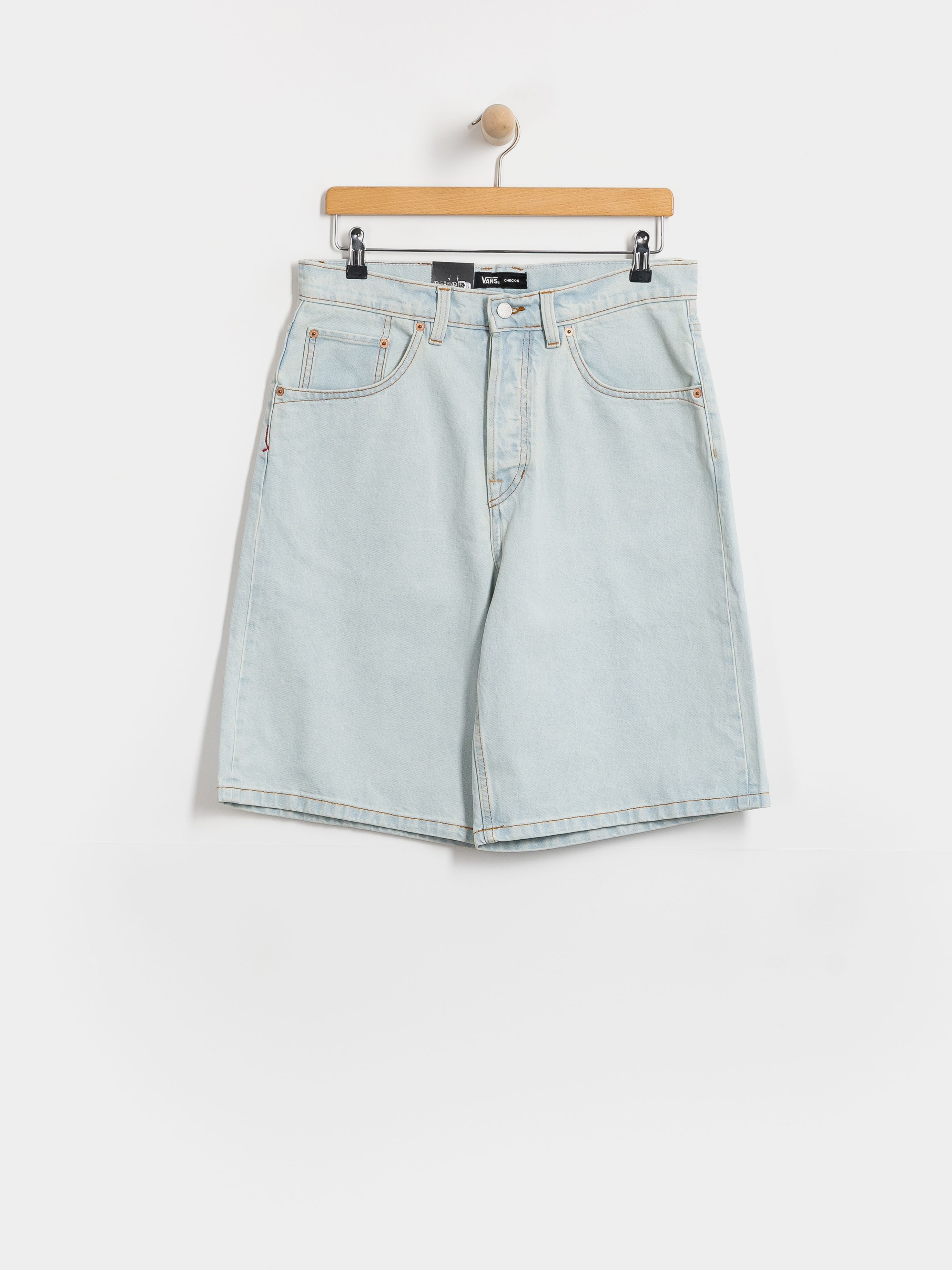 Vans Lx Check 5 Baggy Denim Shorts (blue ice)