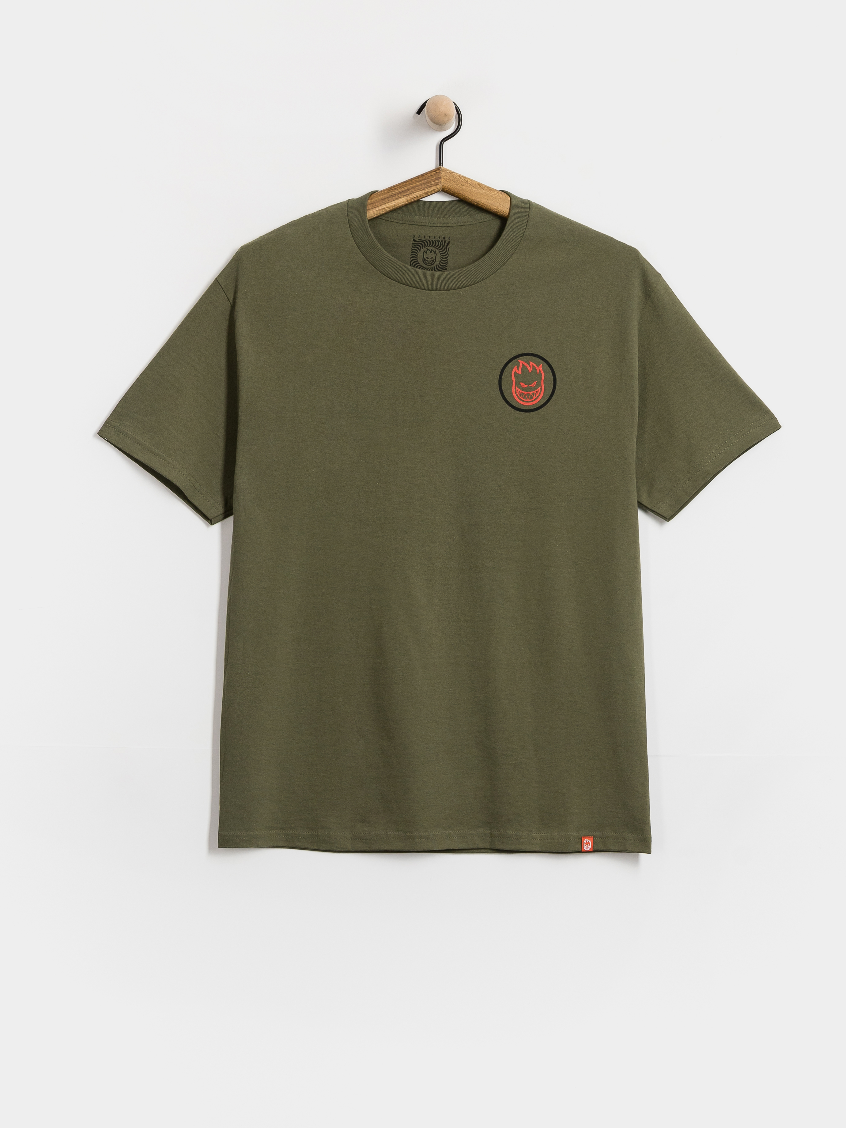 Spitfire T-Shirt Classic Swirl Overlay (military green w/black red prints)