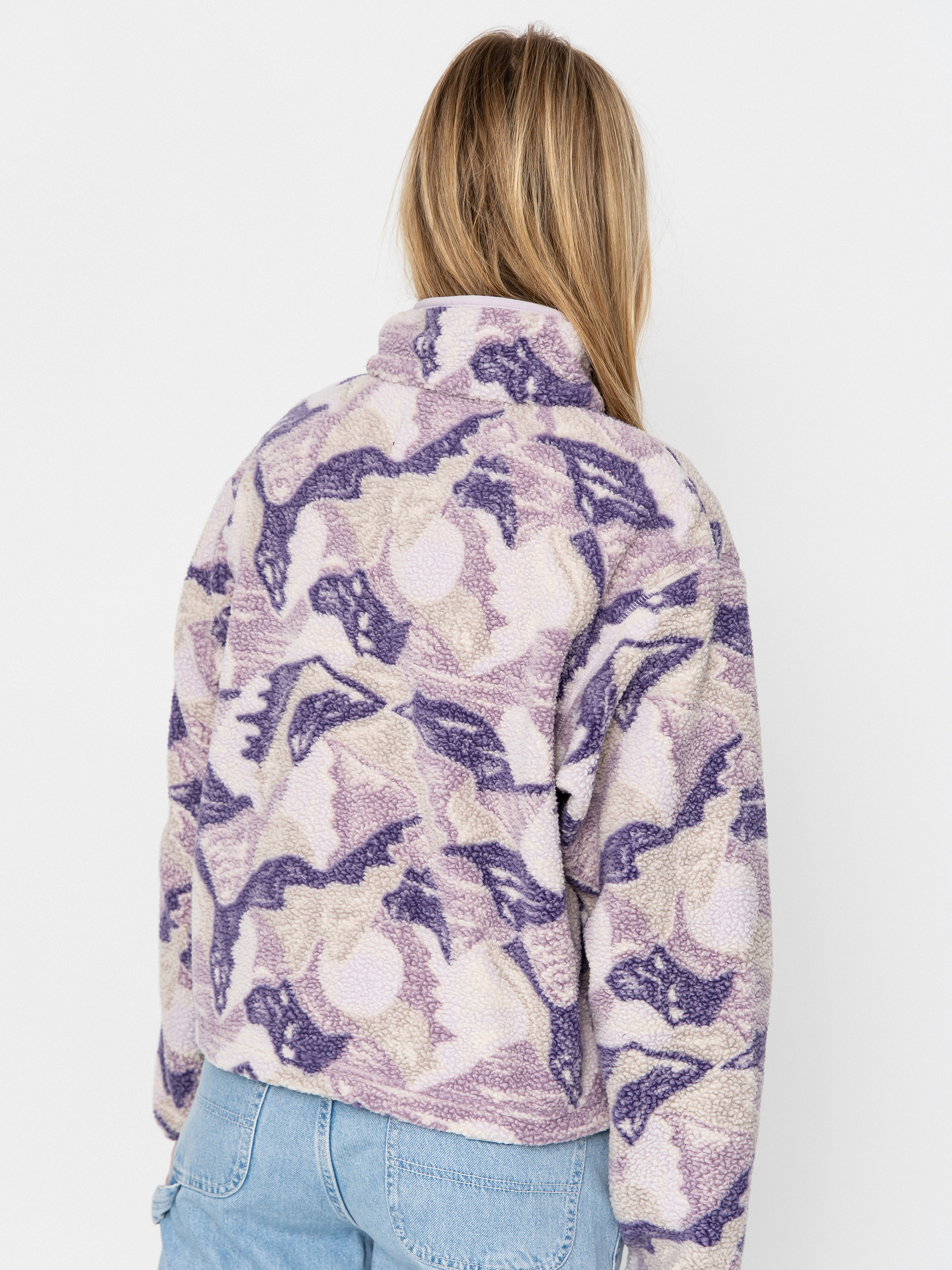 Womens Columbia Helvetia II Printed Cropped Half Snap Fleece  (lavender pearl/sunscape)
