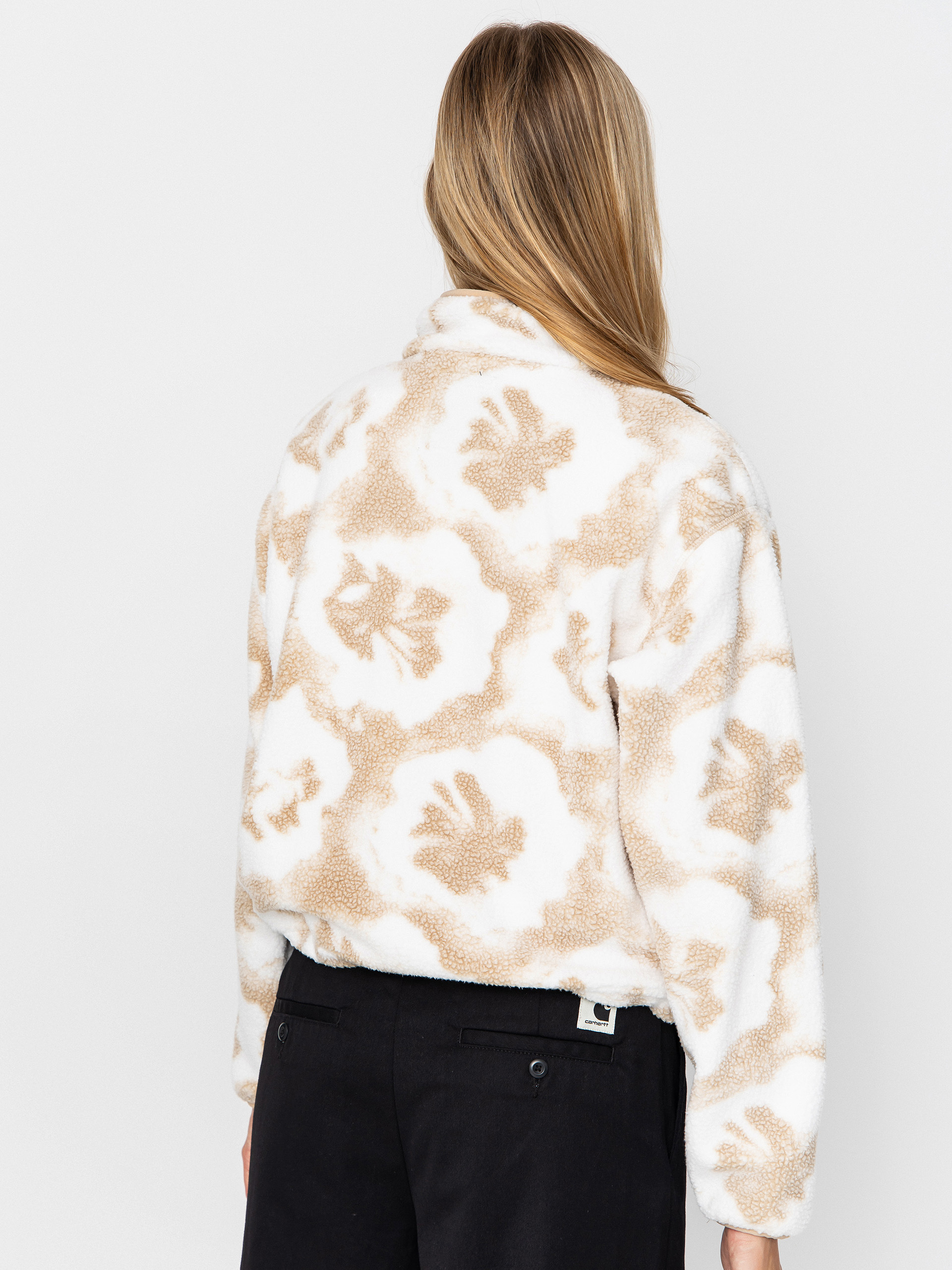 Womens Columbia Helvetia II Printed Cropped Half Snap Fleece  (sea salt/sprayflower)