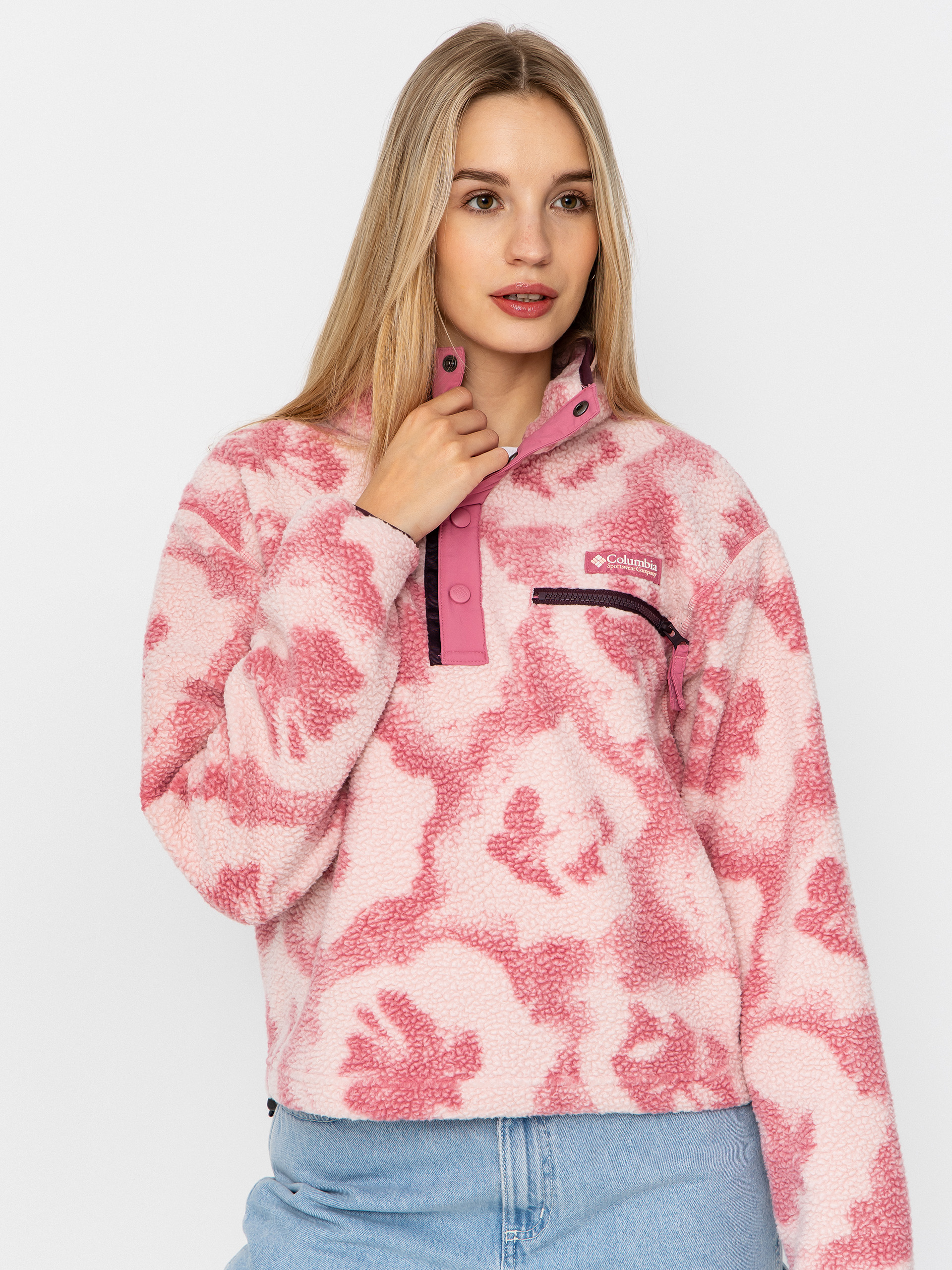 Columbia Helvetia II Printed Cropped Half Snap Wmn Fleece - pink