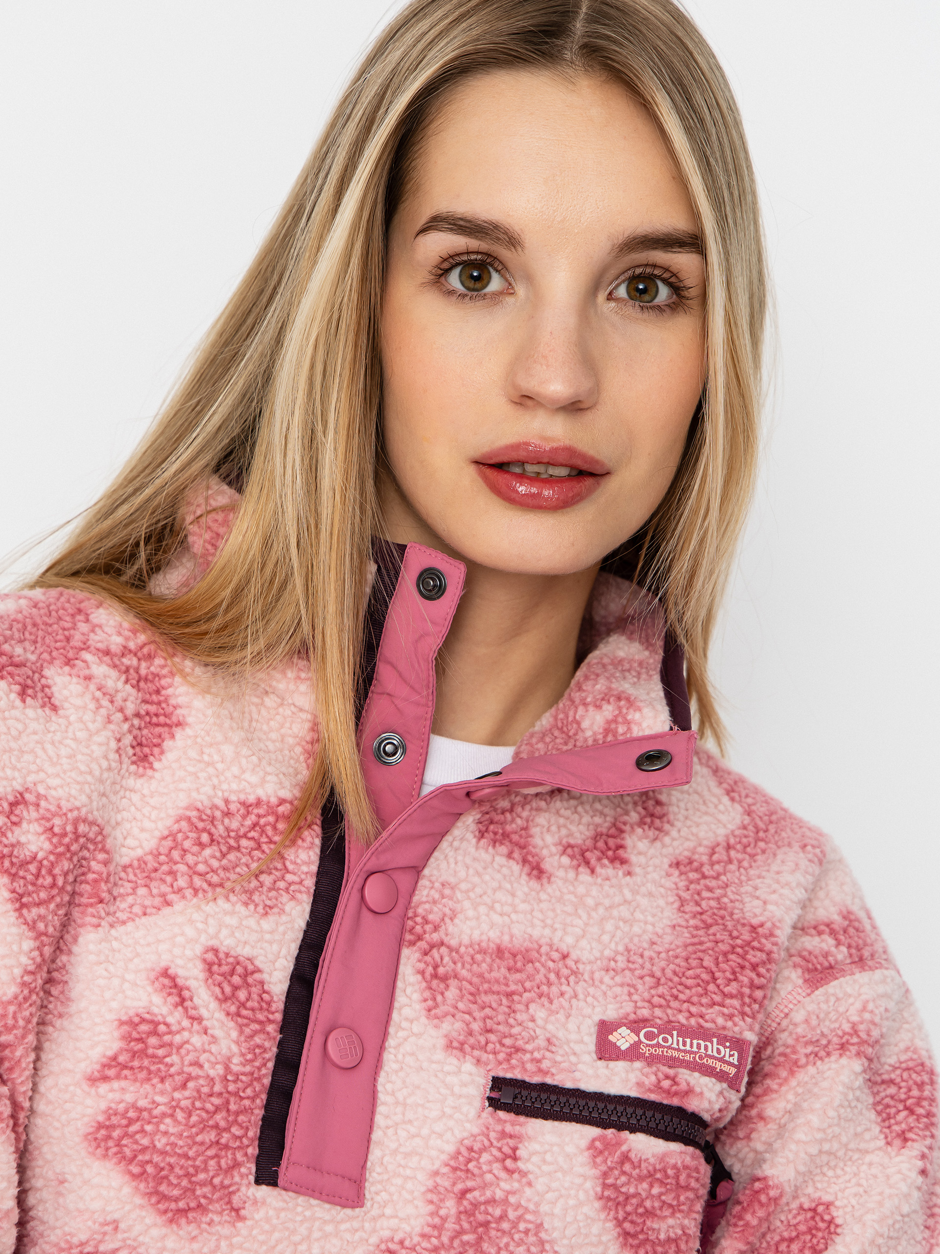 Columbia Helvetia II Printed Cropped Half Snap Wmn Fleece - pink