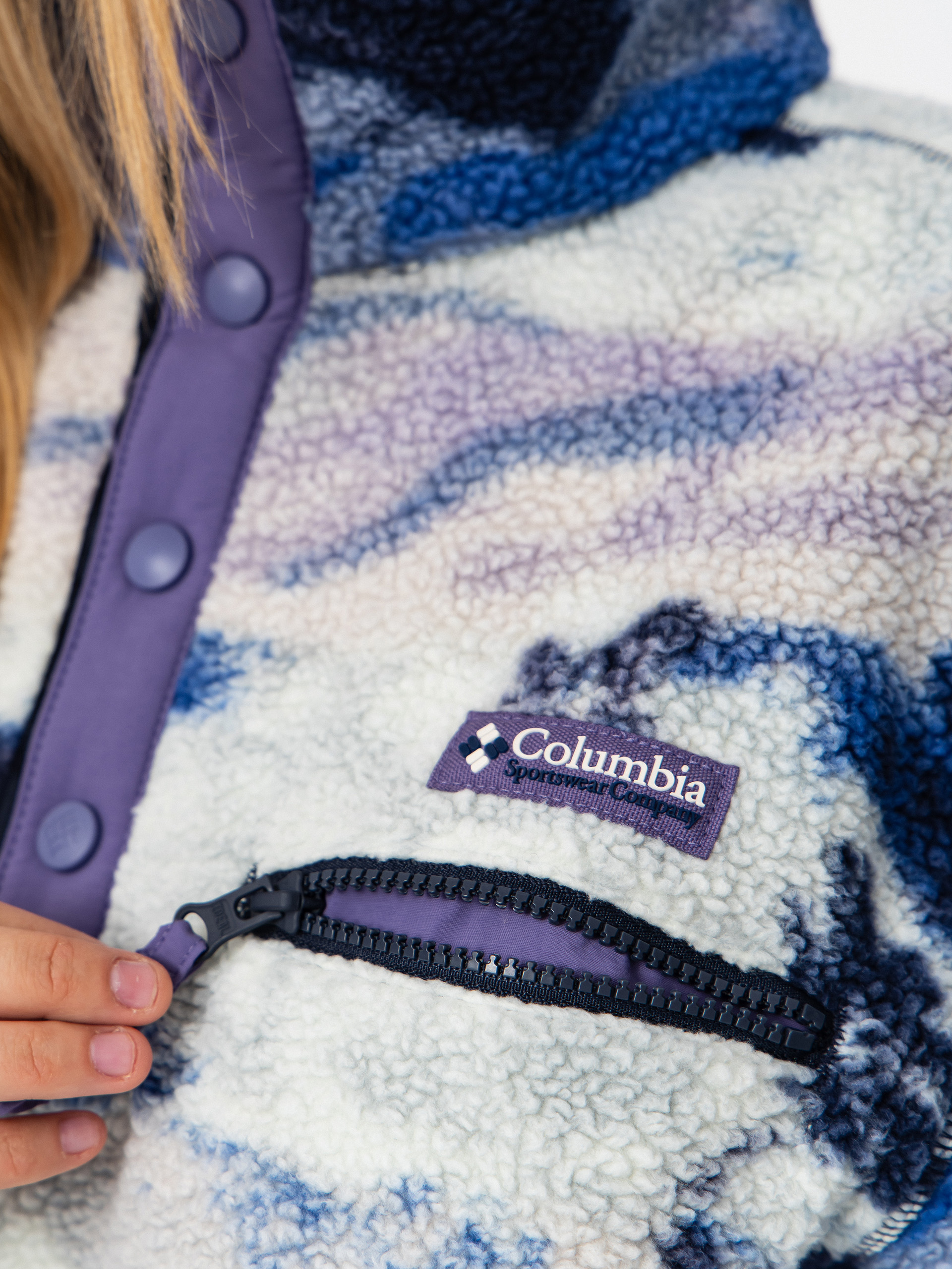 Columbia Helvetia II Printed Cropped Half Snap Wmn Fleece - blue