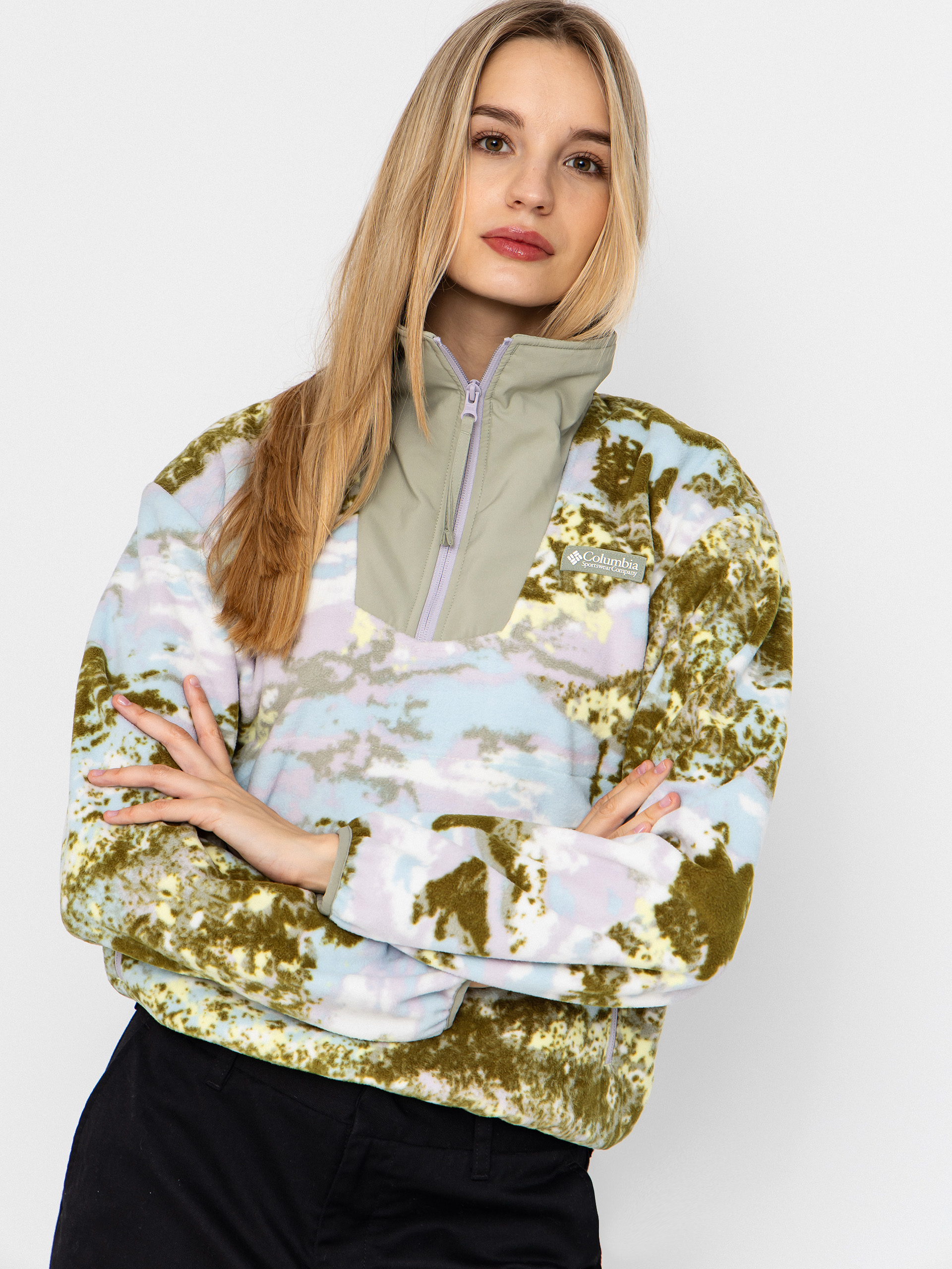 Columbia Sequoia Grove Printed Half Zip Wmn Fleece Jacke (citron haze/fieldaze)