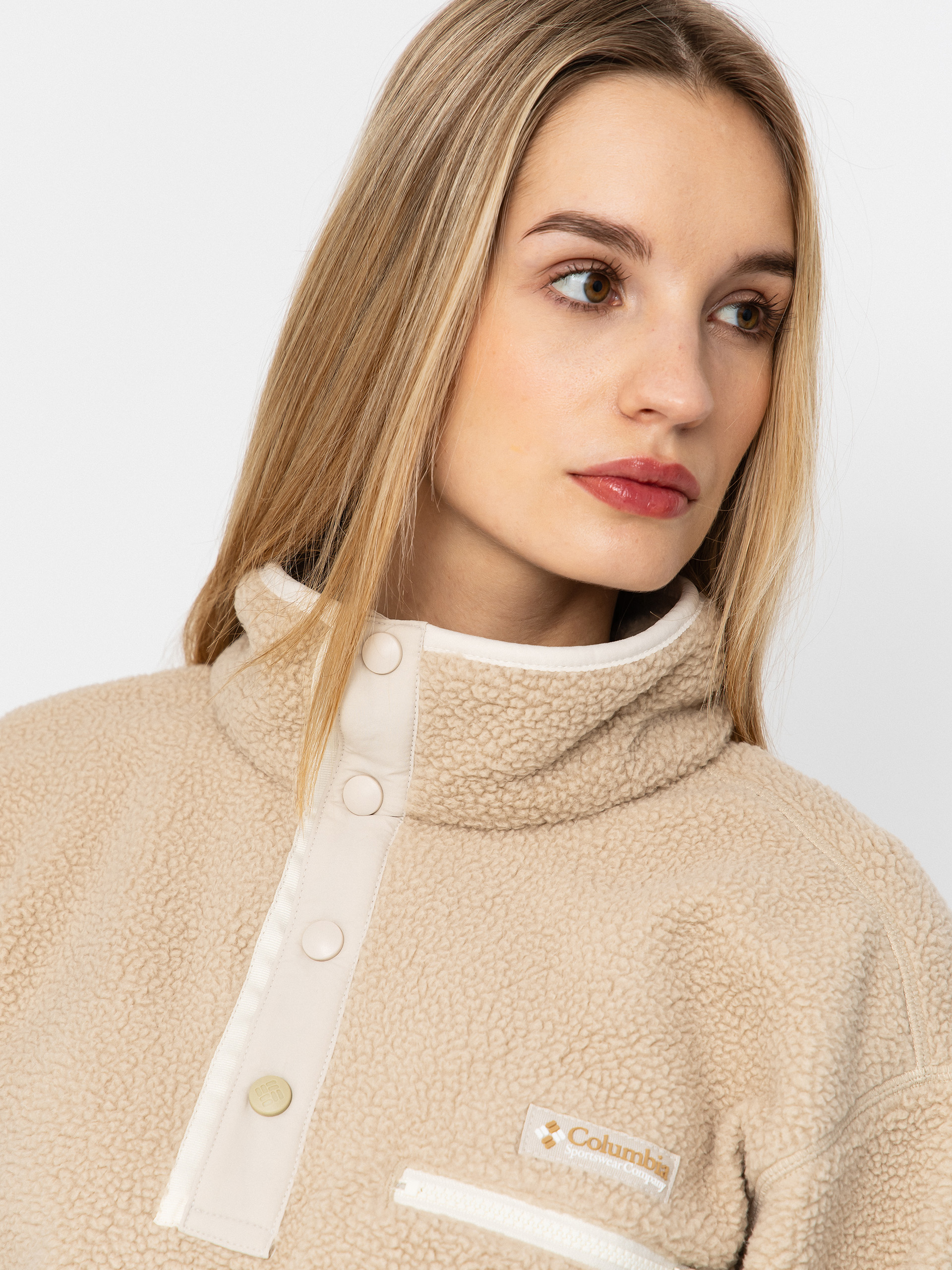 Damen Columbia Helvetia II Cropped Half Snap Fleece Jacke (ancient fossil/dark stone/chalk)