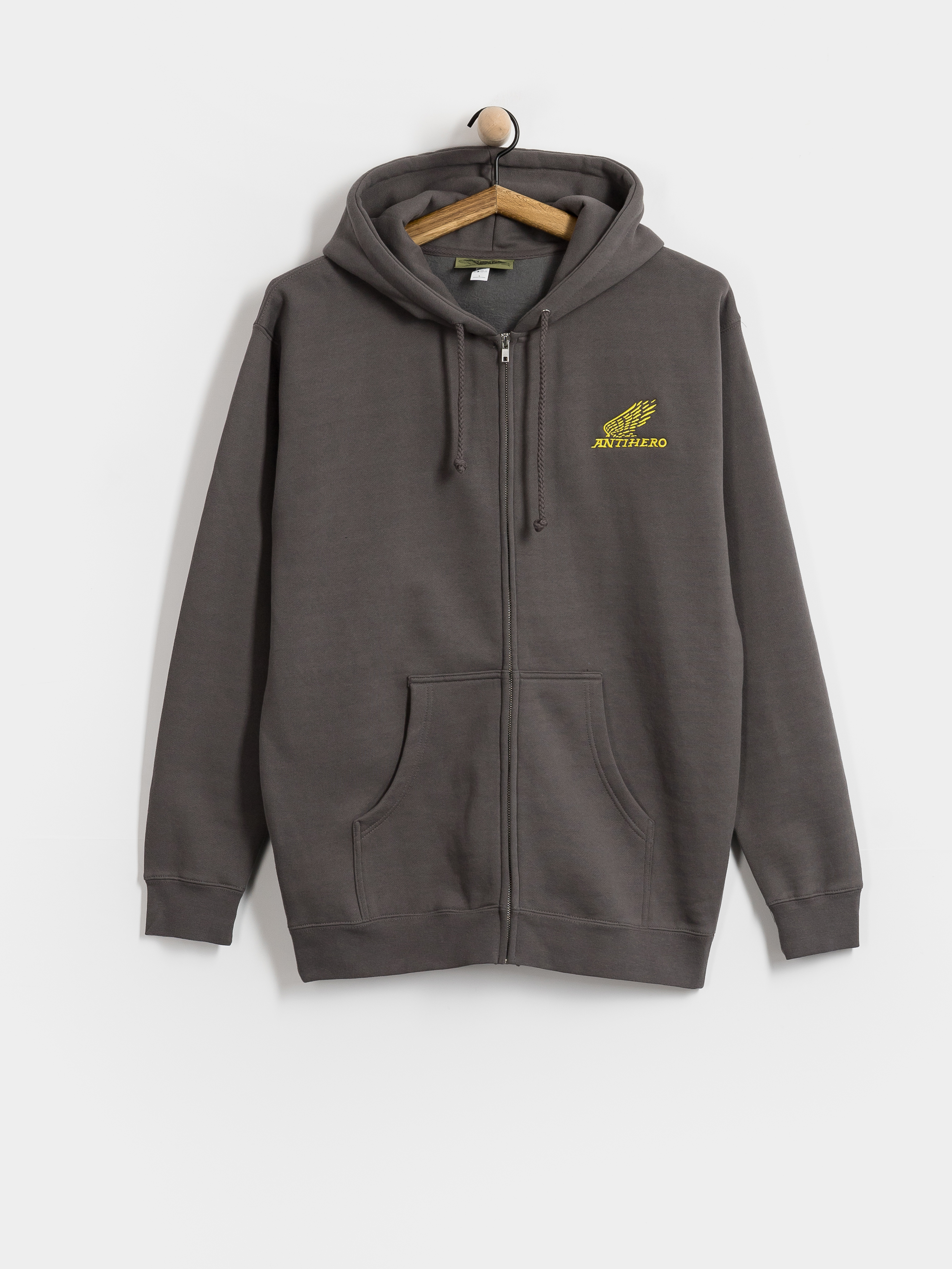 Antihero Hoodie Motorized Emb ZHD (charcoal w/yellow embroidery)