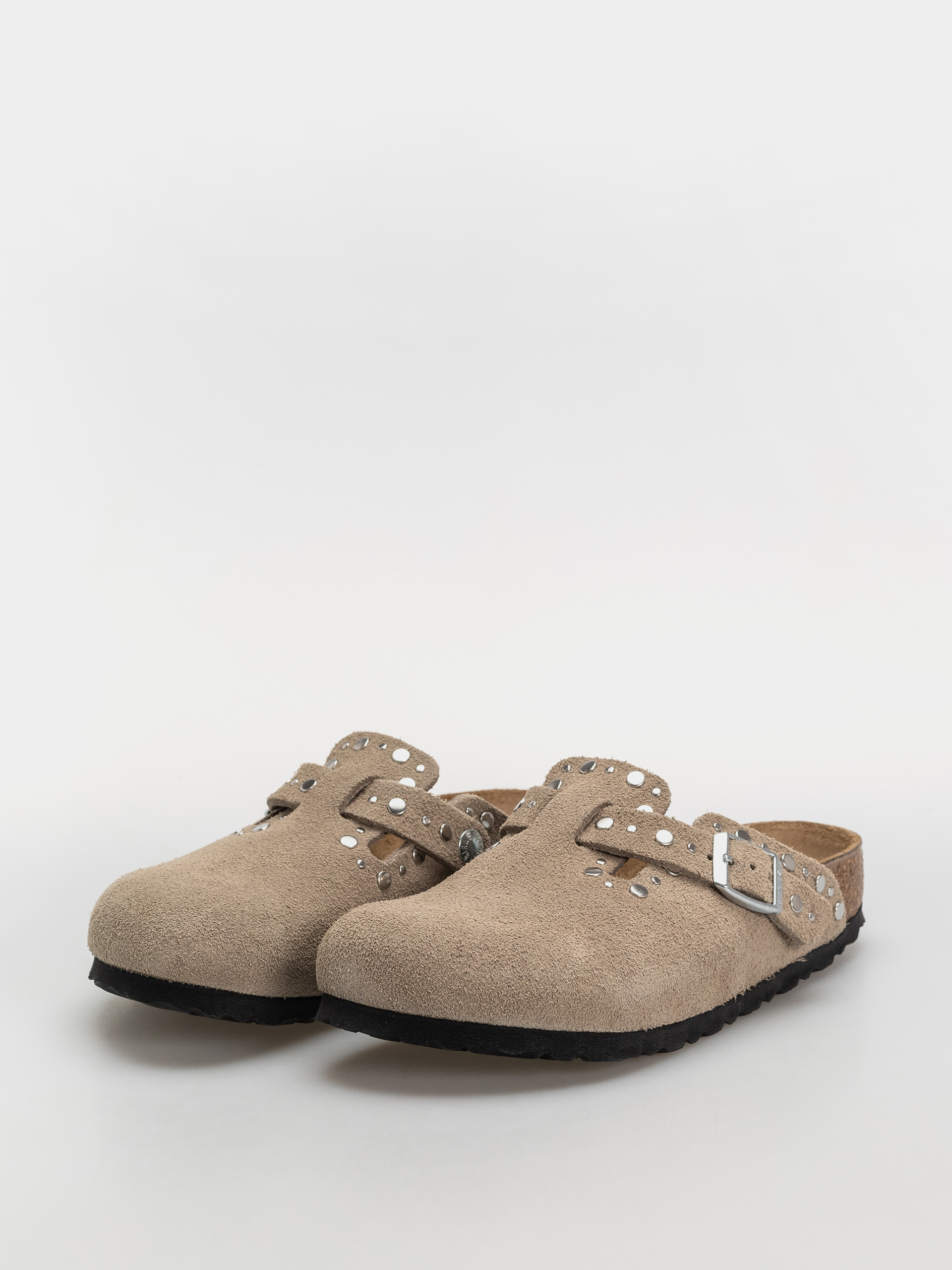 Birkenstock Flip Flops Boston Rivets Suede Leather Narrow Wmn (taupe)