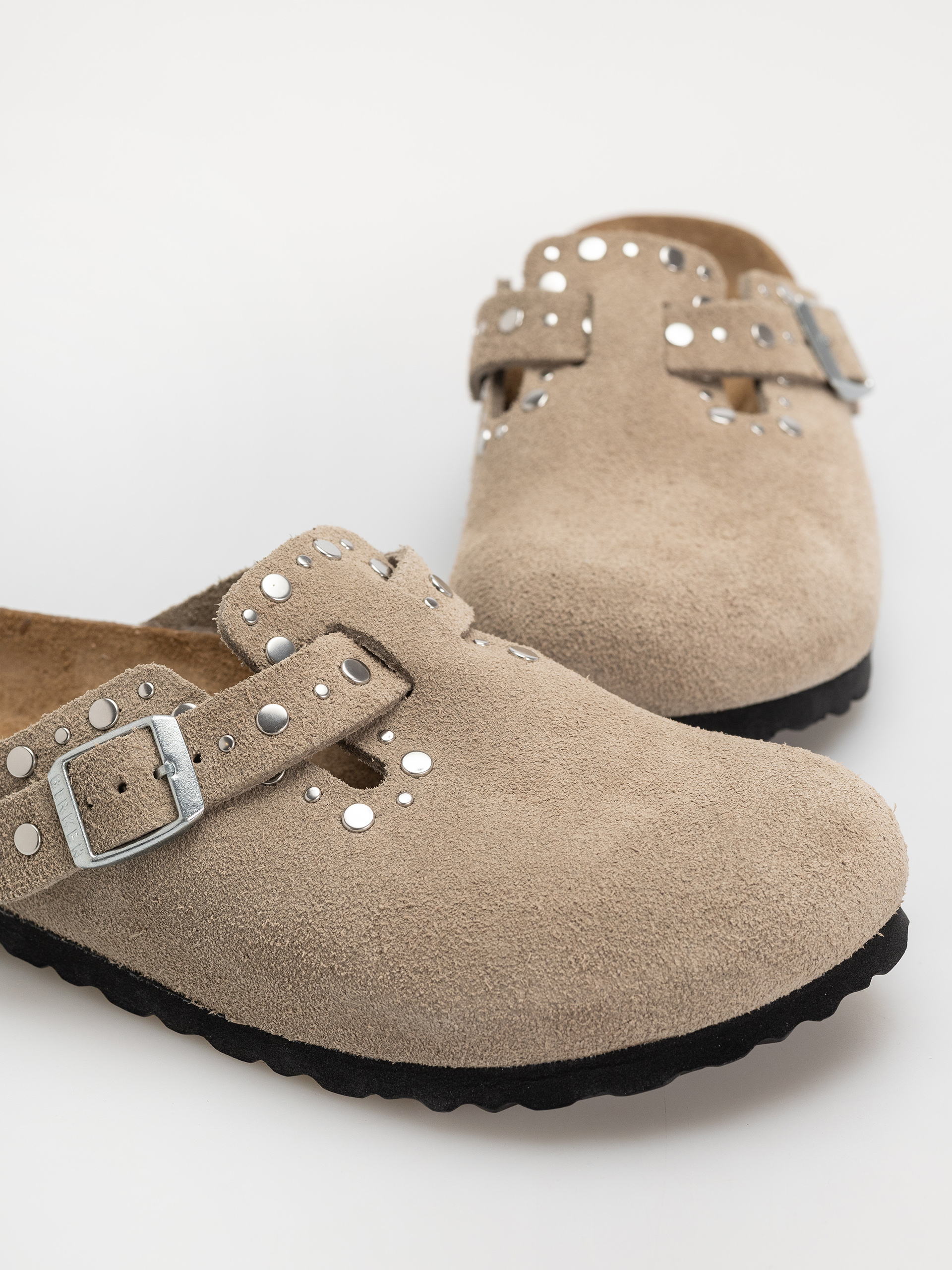 Birkenstock Flip-flops Boston Rivets Suede Leather Narrow Wmn (taupe)