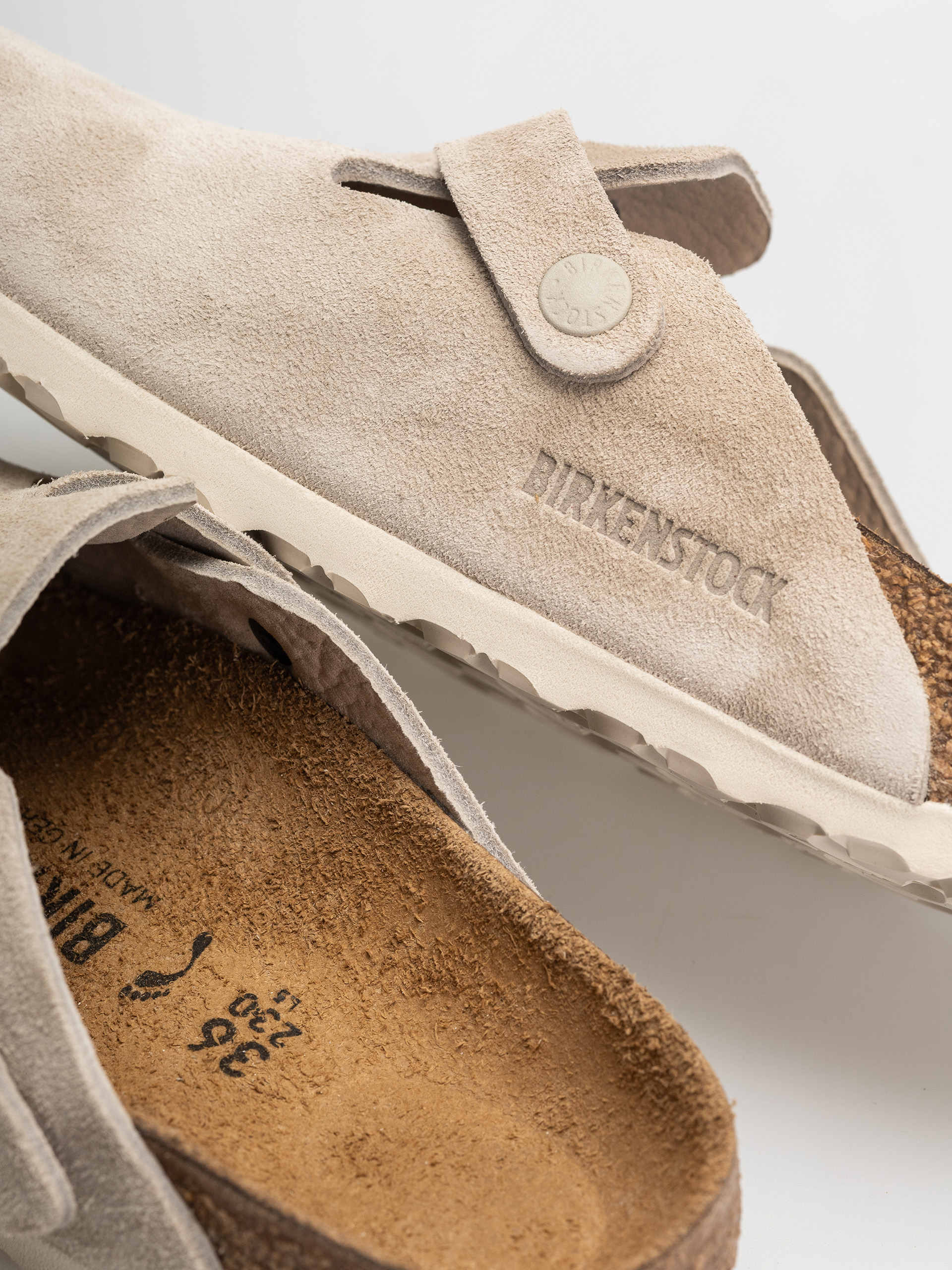Birkenstock Flip Flops Boston Suede Leather Narrow (oyster)