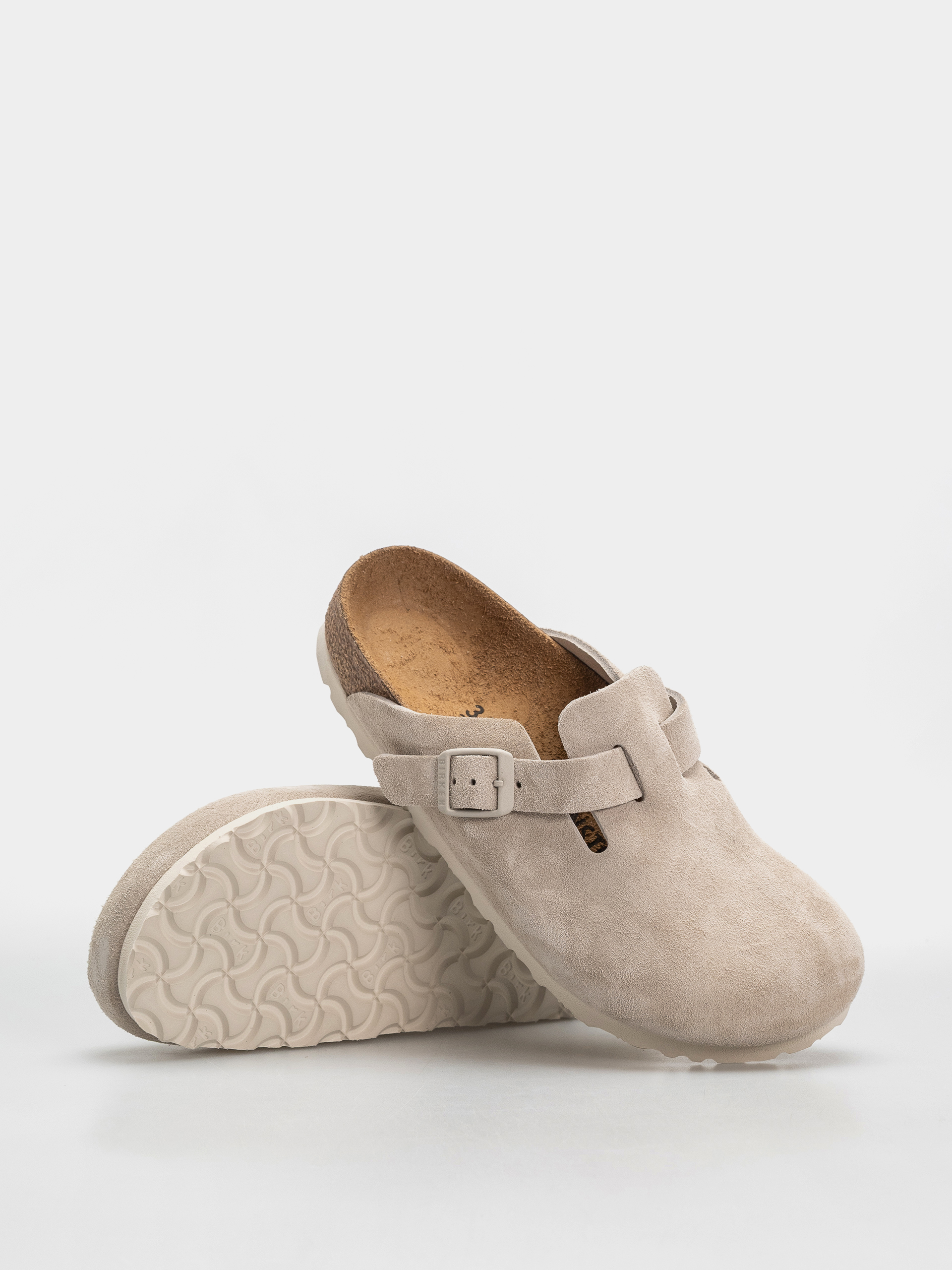 Birkenstock Flip Flops Boston Suede Leather Narrow (oyster)
