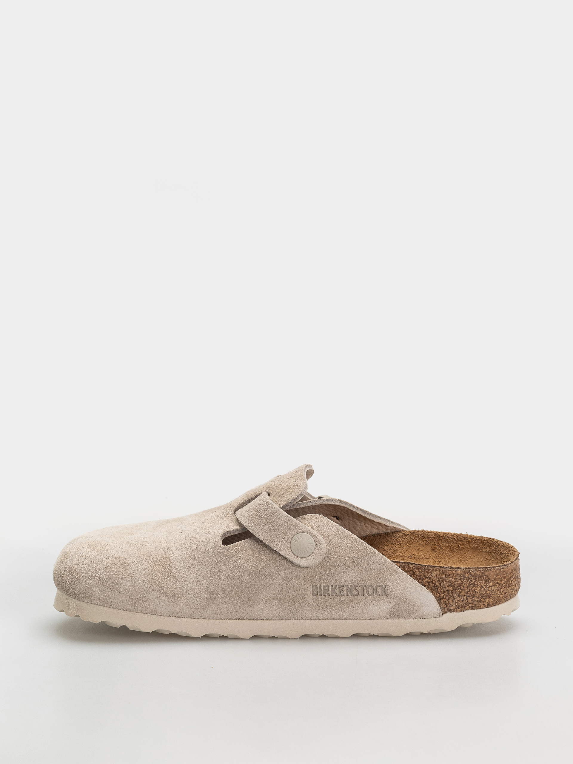 Birkenstock Flip Flops Boston Suede Leather Narrow (oyster)