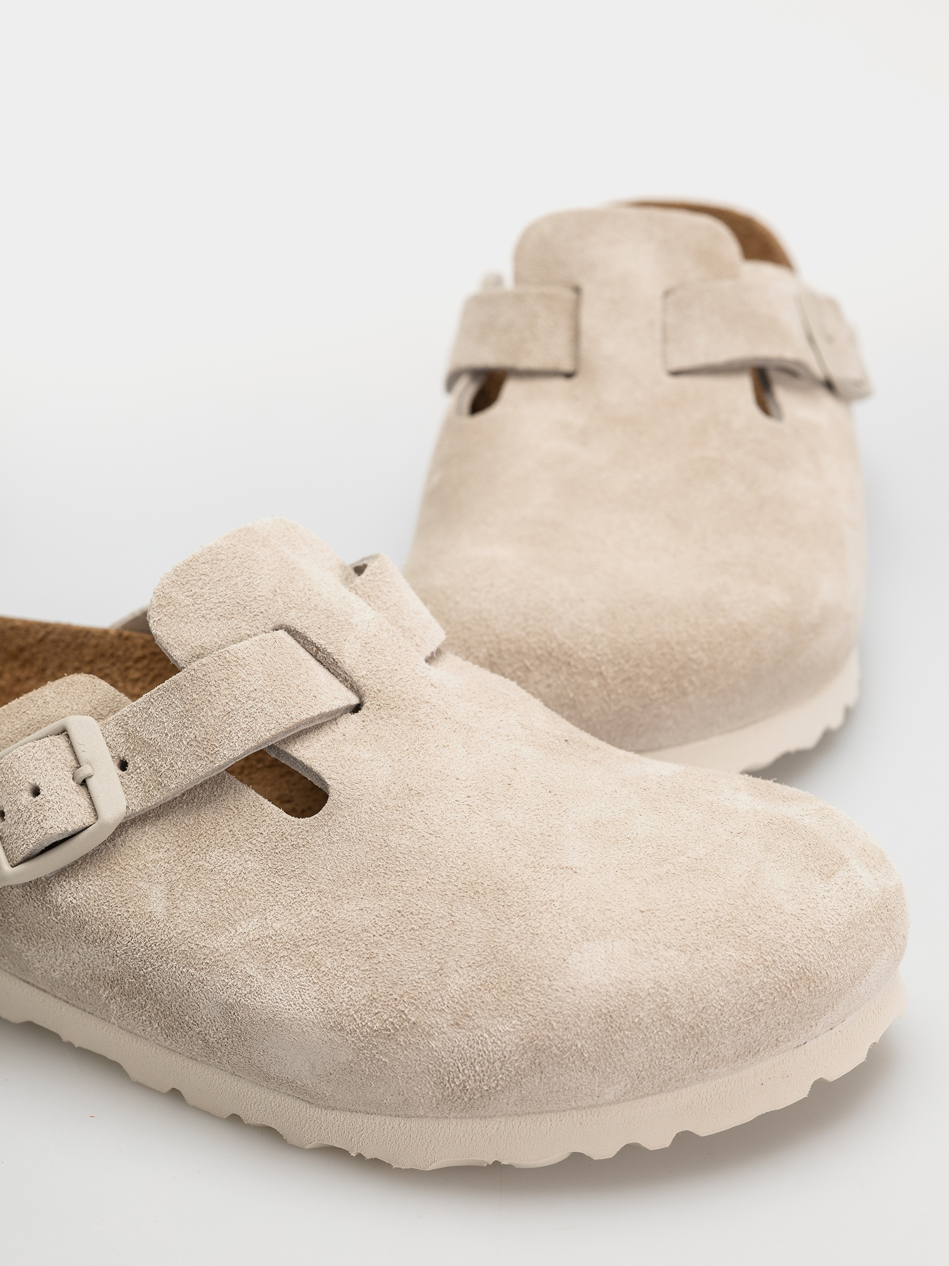 Birkenstock Flip Flops Boston Suede Leather Narrow (oyster)