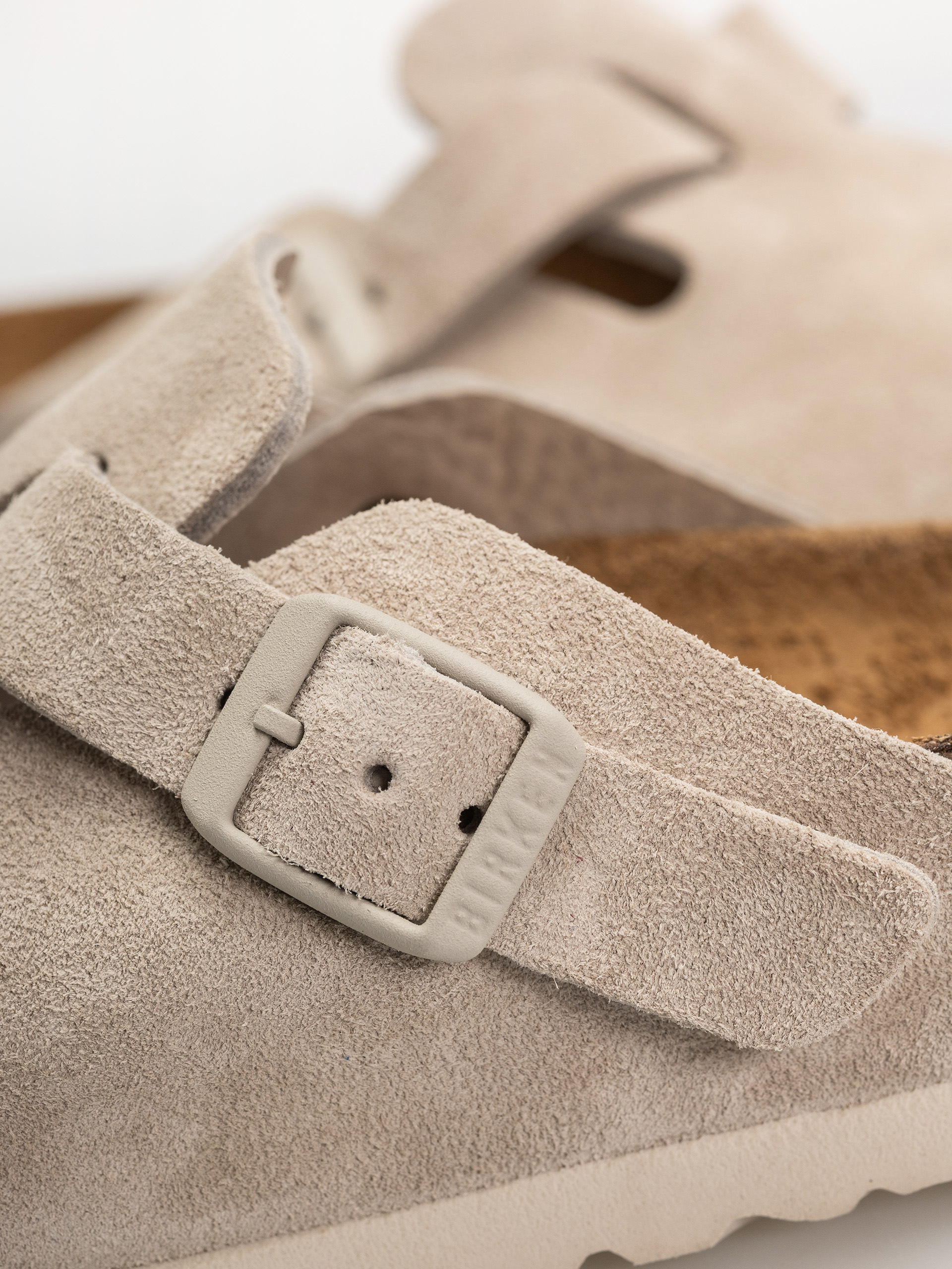 Birkenstock Flip Flops Boston Suede Leather Narrow (oyster)