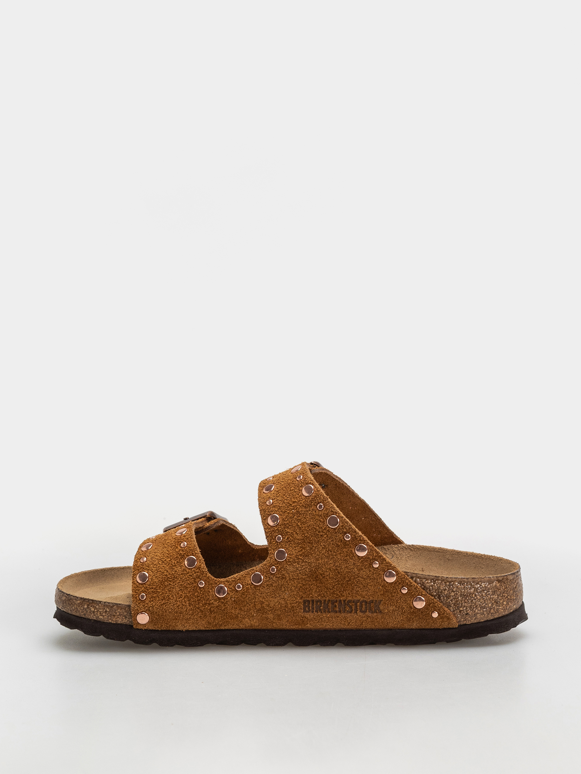 Birkenstock Flip Flops Arizona Rivets Suede Leather Narrow Wmn (mink)