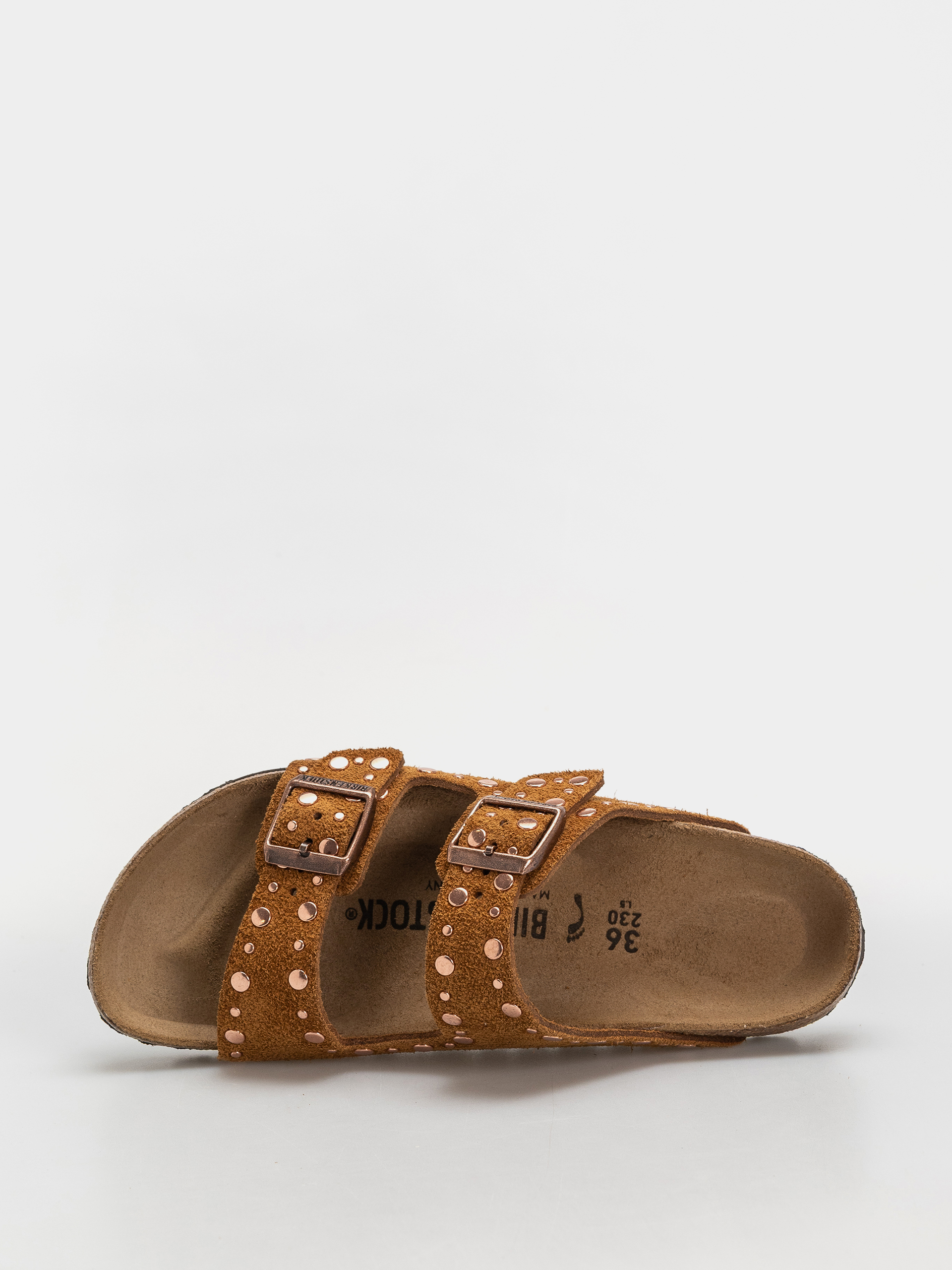 Birkenstock Flip Flops Arizona Rivets Suede Leather Narrow Wmn (mink)