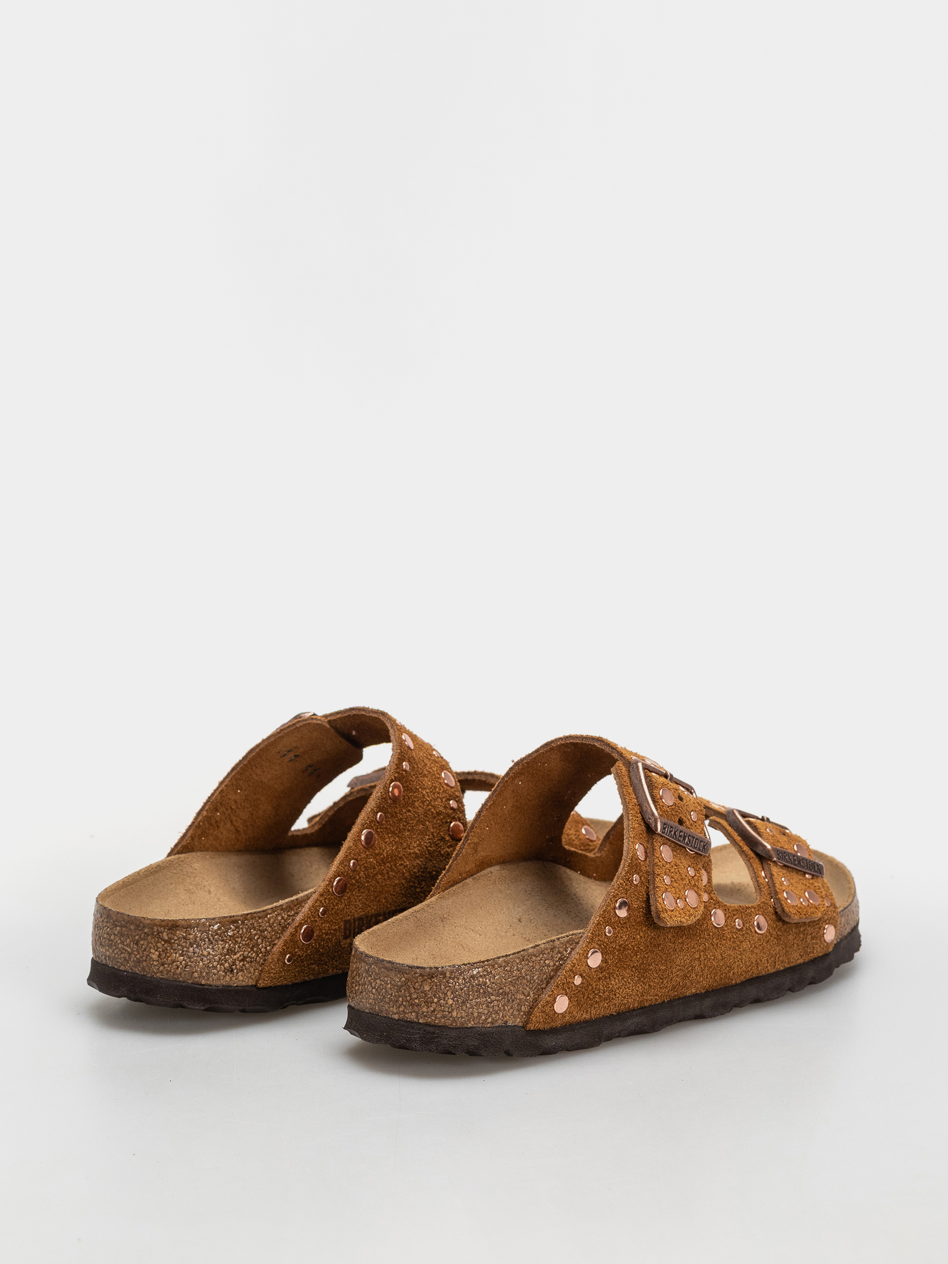 Birkenstock Flip Flops Arizona Rivets Suede Leather Narrow Wmn (mink)