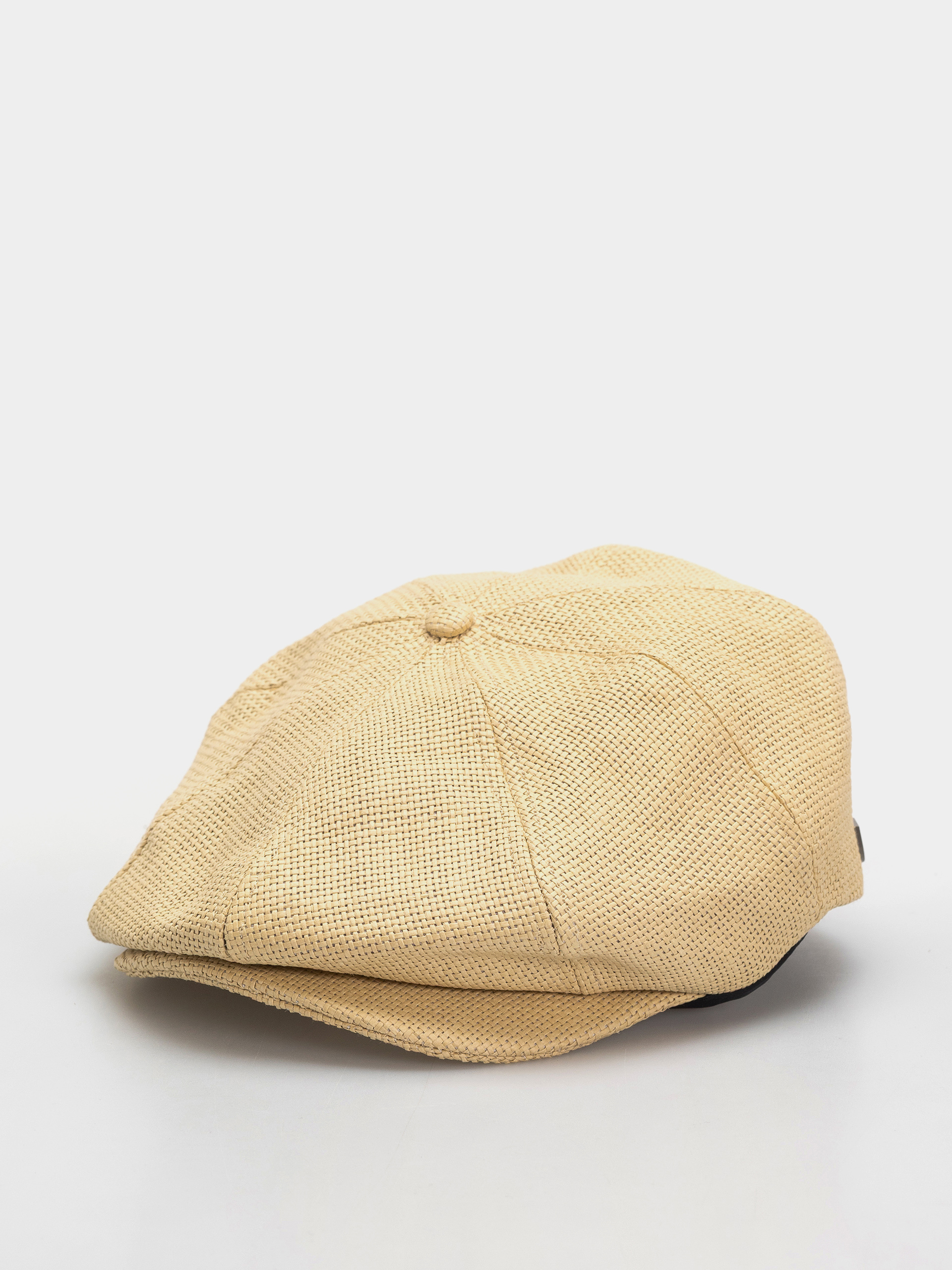 Brixton Leather Mustard Yellow Cap with Tan Brim and Braided Accent Brixton Wesley Straw Packable Fedora Hat - golden (tan) main image 4