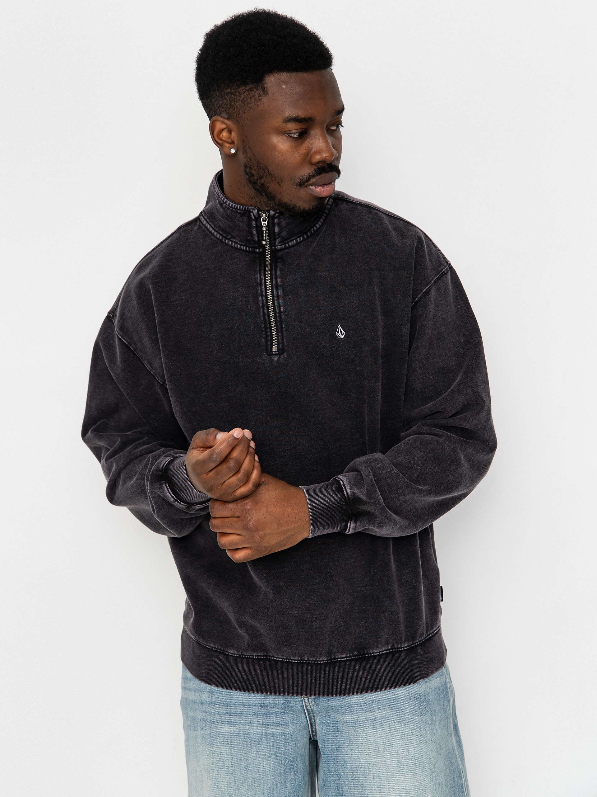 Volcom Single Stone Quarter ZIP Sweatshirt (light acid black)
