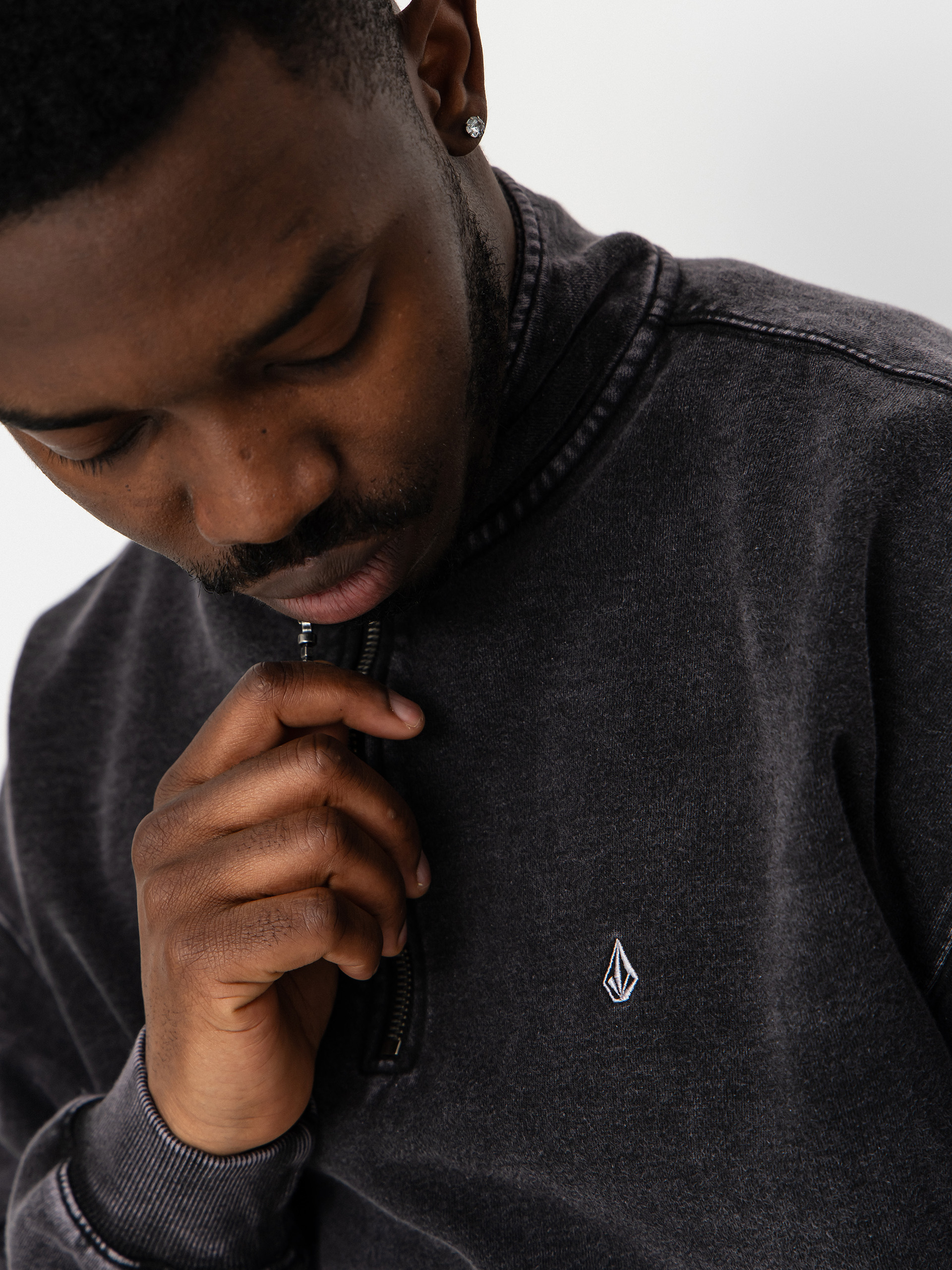 Volcom Single Stone Quarter ZIP Sweatshirt (light acid black)