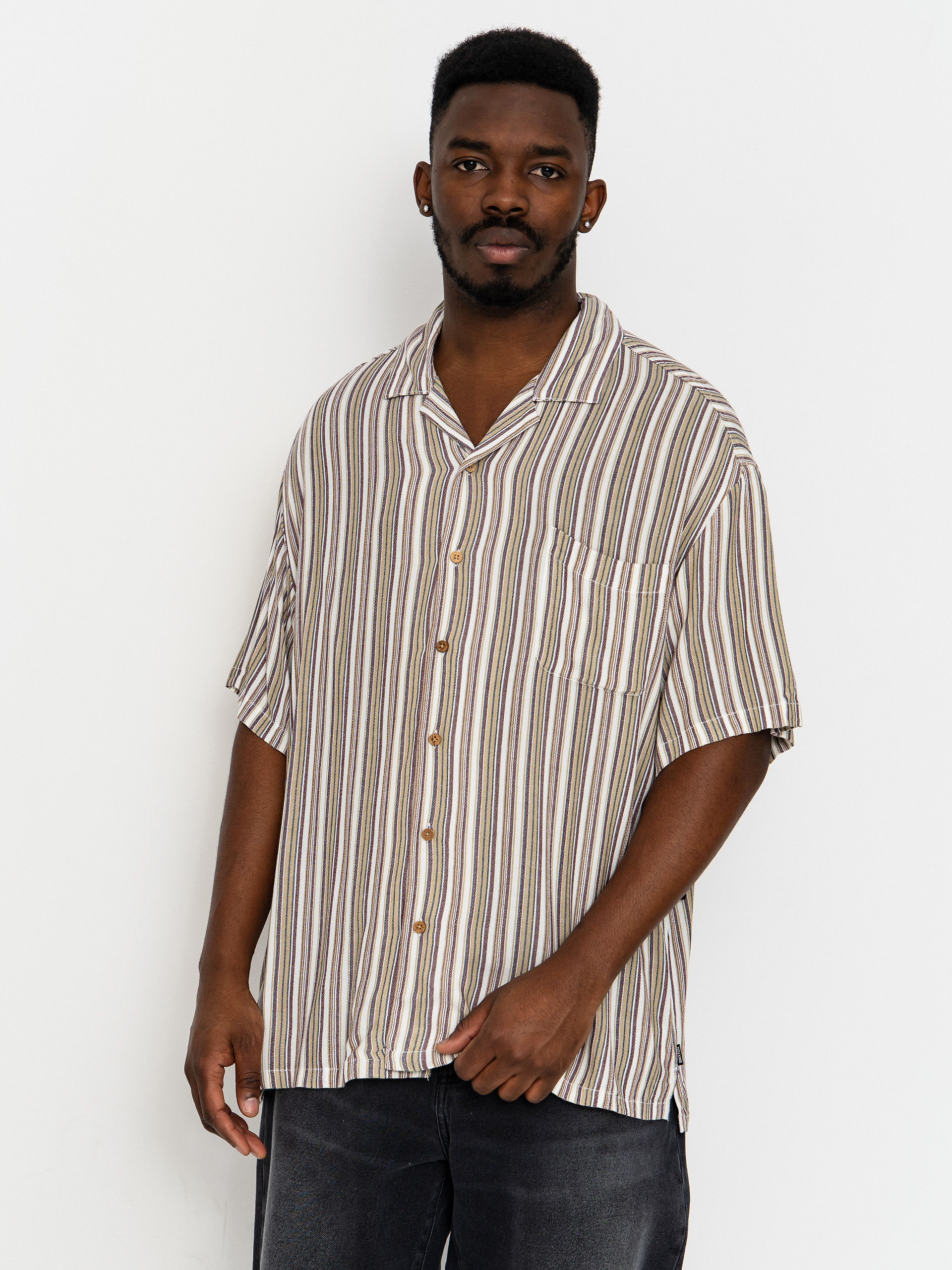 Brixton Bunker Twisted Stripe Shirt (robust red)