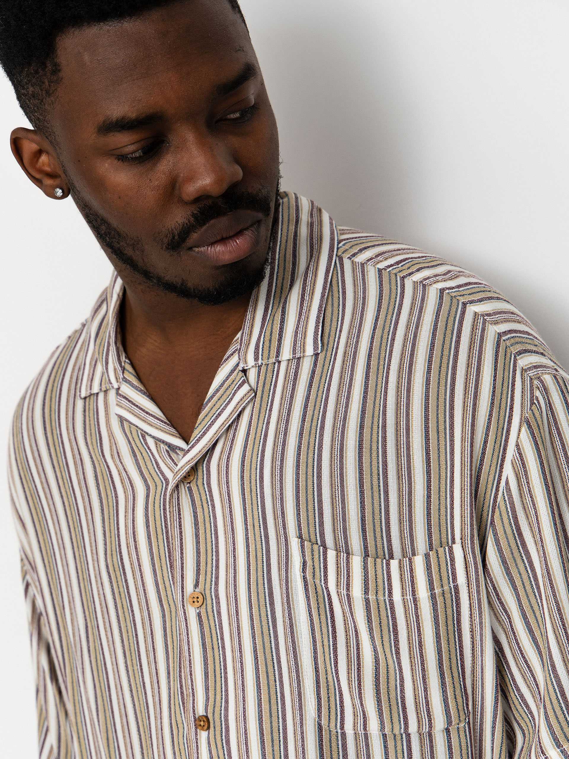 Brixton Bunker Twisted Stripe Shirt (robust red)