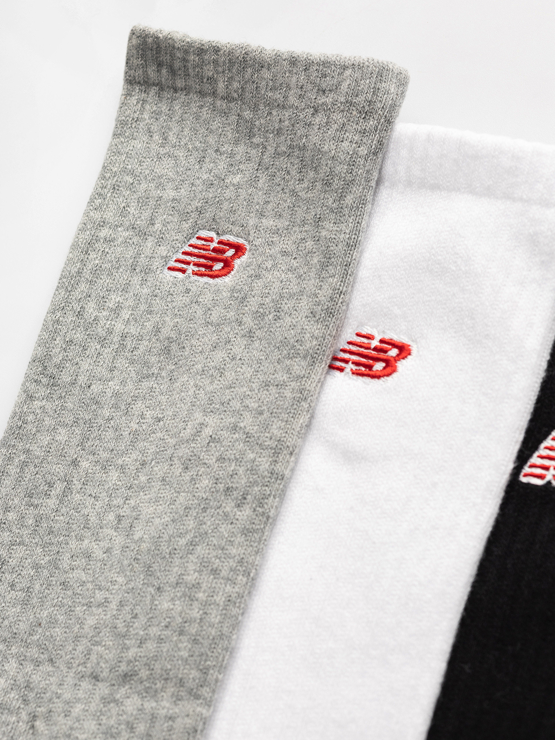 New Balance Red Patch Logo Crew 3pk Socks (white multi)