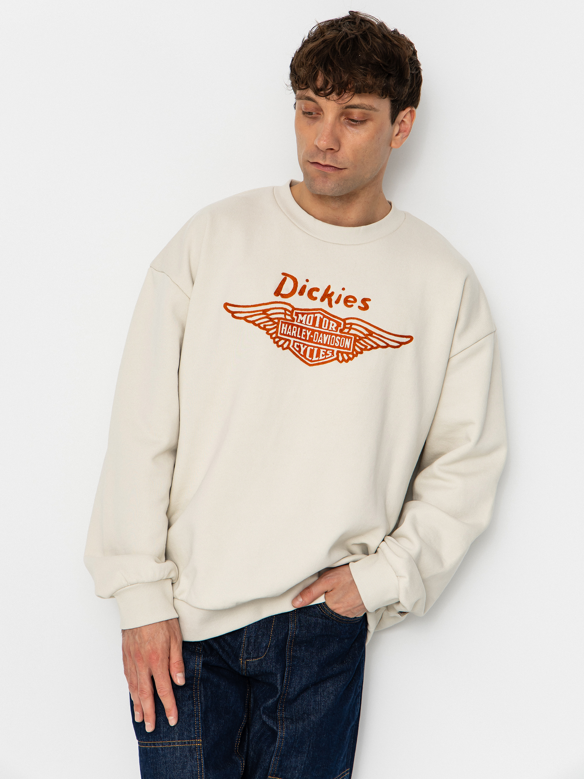 Dickies Sweatshirt X Harley Davidson Boxy Crew (bone)