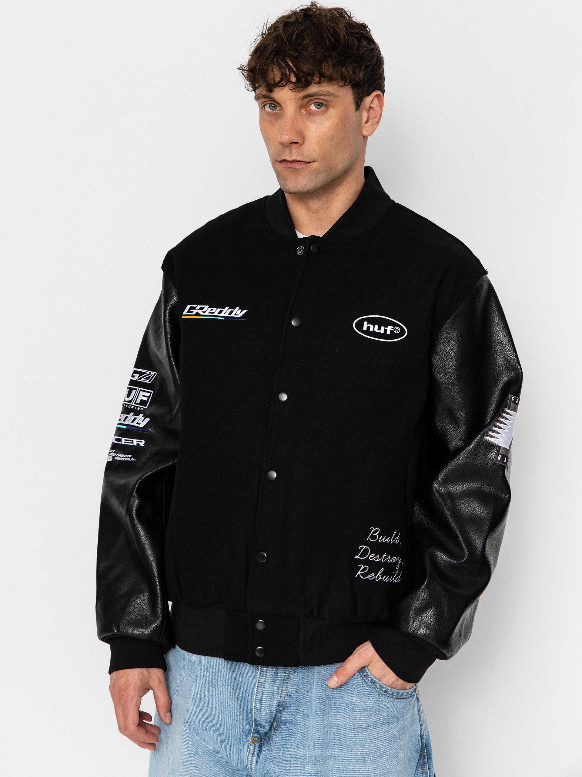 HUF X Greddy Varsity Jacket (black)