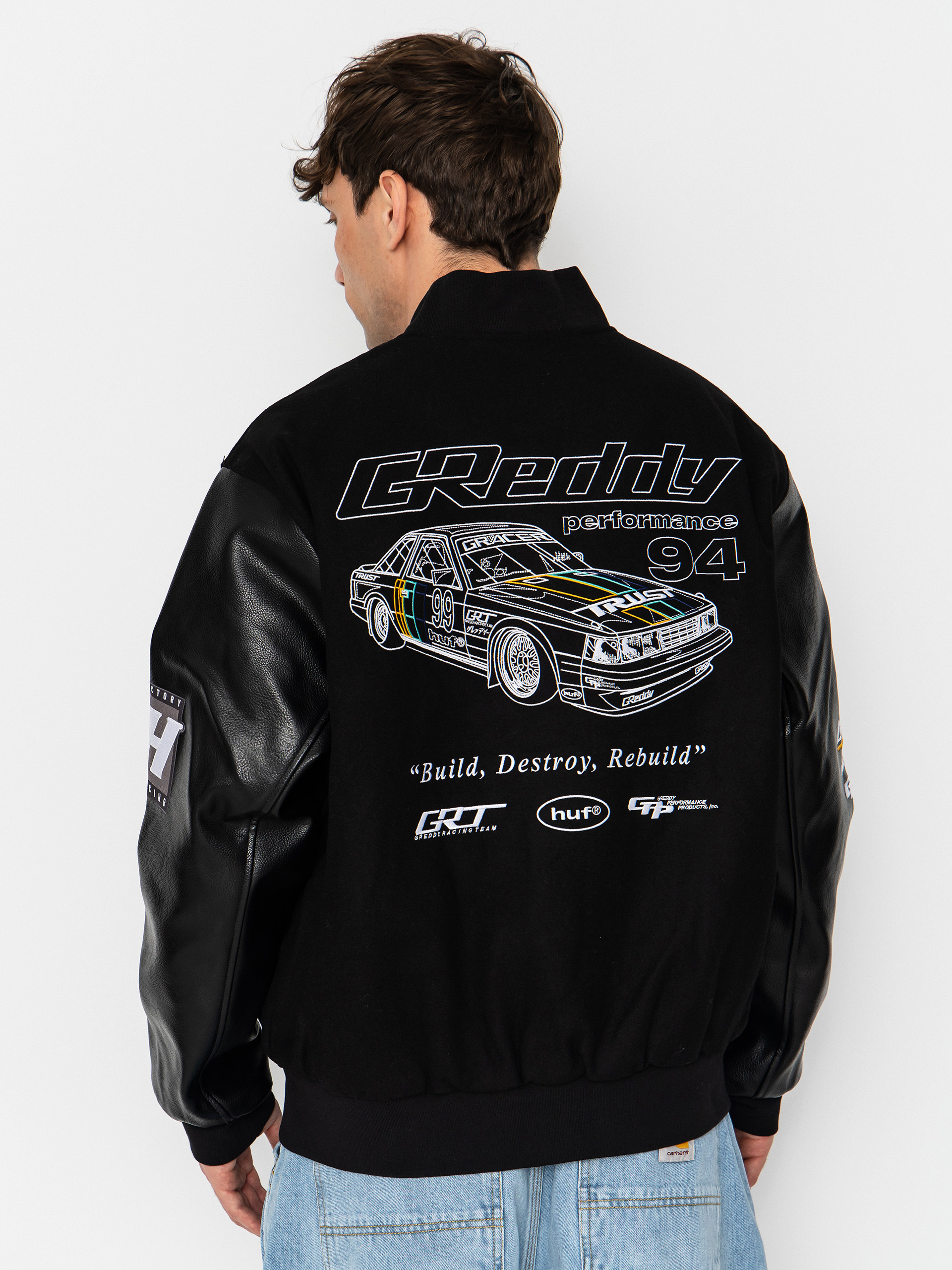 HUF X Greddy Varsity Jacke (black)