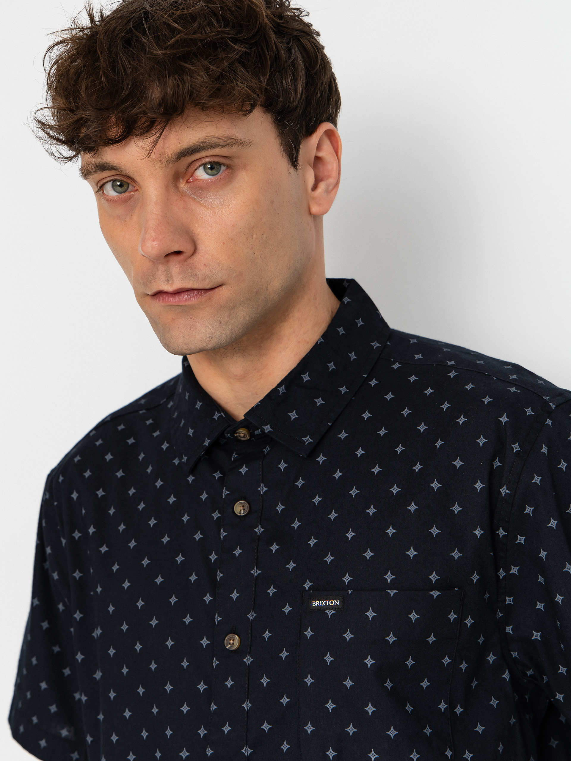 Brixton Charter Print Shirt (future grey diamond tile)